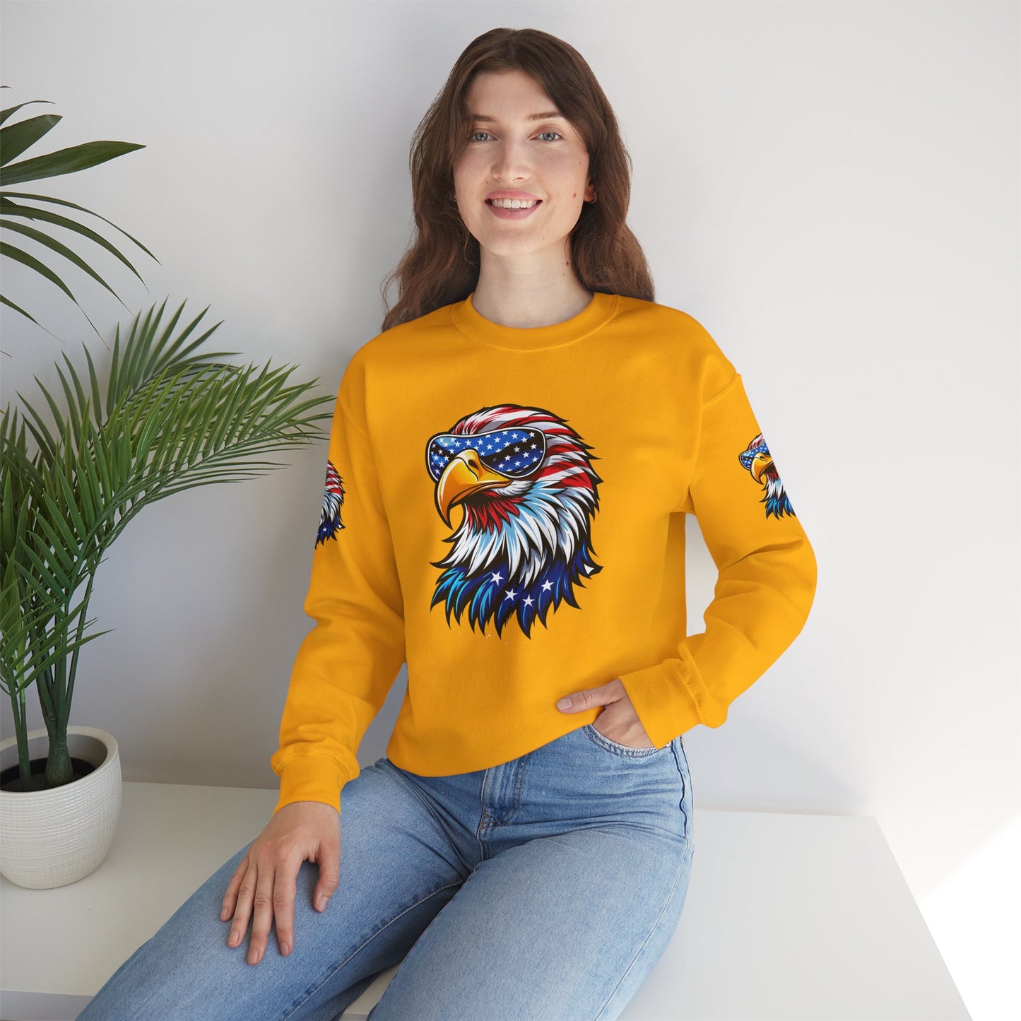 Princess Grace Patriotic Eagle Sweatshirt Unisex Heavy Blend Crewneck for Independence Day