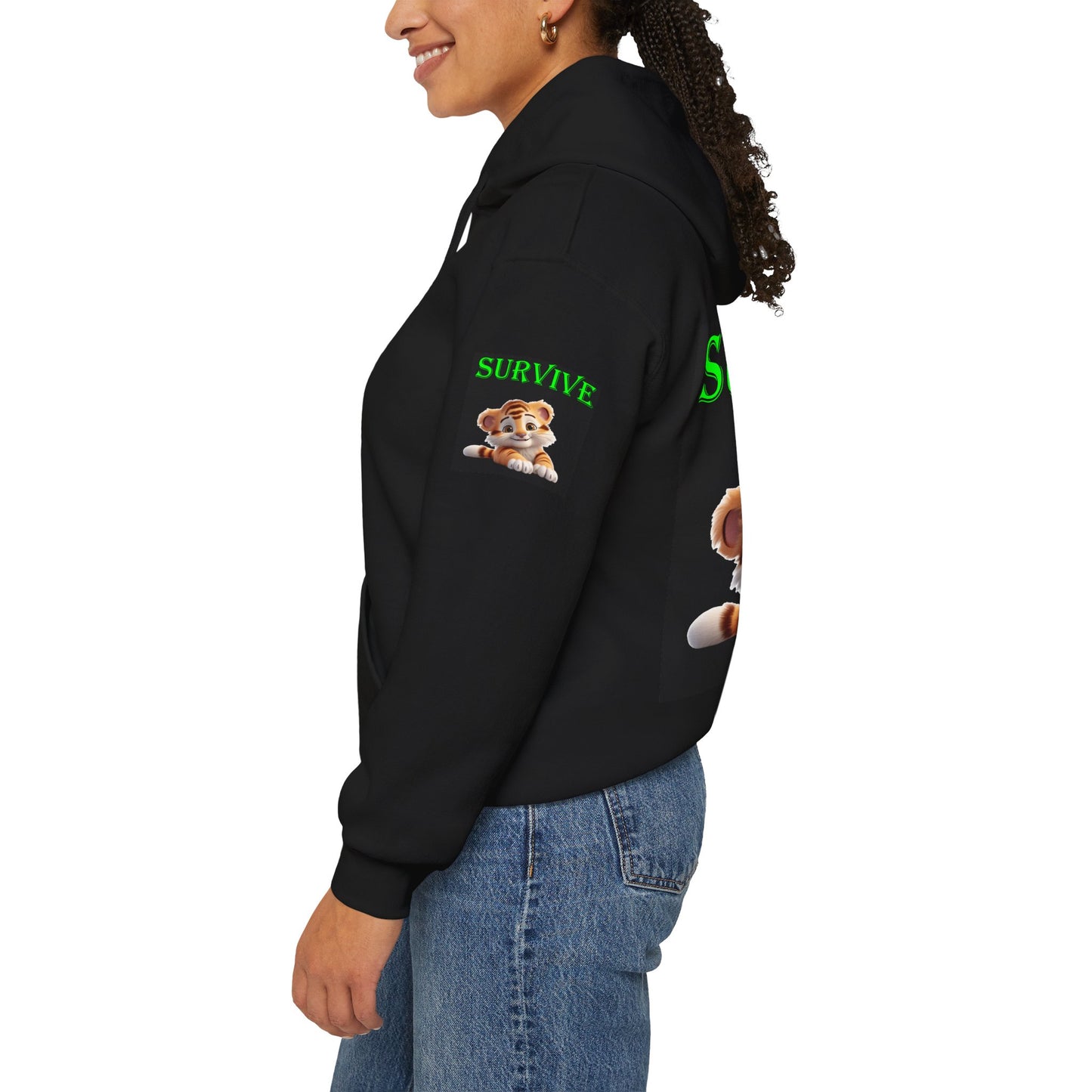 Princess Grace Survive Tiger Unisex Heavy Blend Hoodie Cute Animal Design for Nature Lovers
