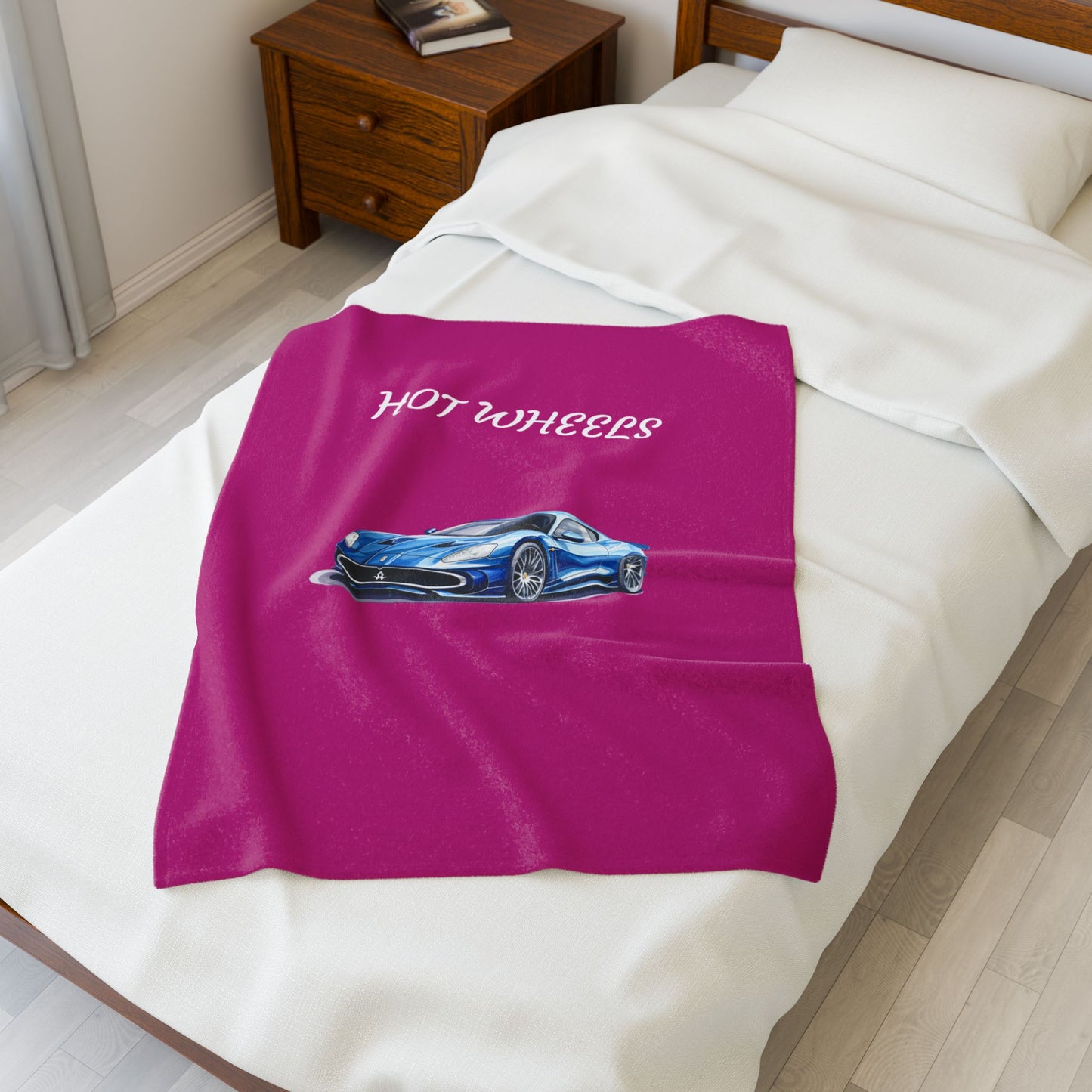 Princess Grace Hot Wheels Velveteen Plush Blanket Cozy Car Themed Throw for Kids and Car Enthusiasts