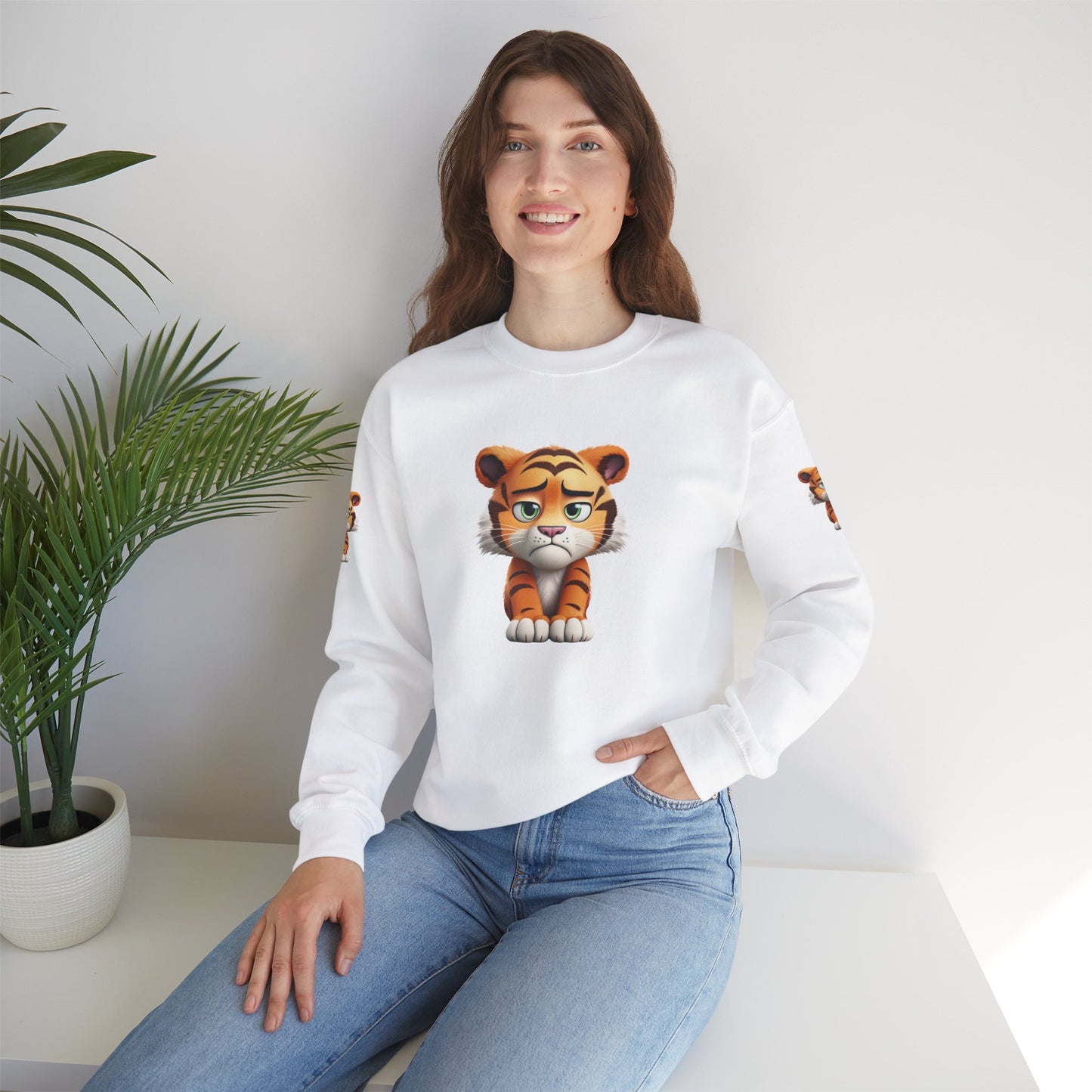 Princess Grace Cute Tiger Graphic Unisex Crewneck Sweatshirt