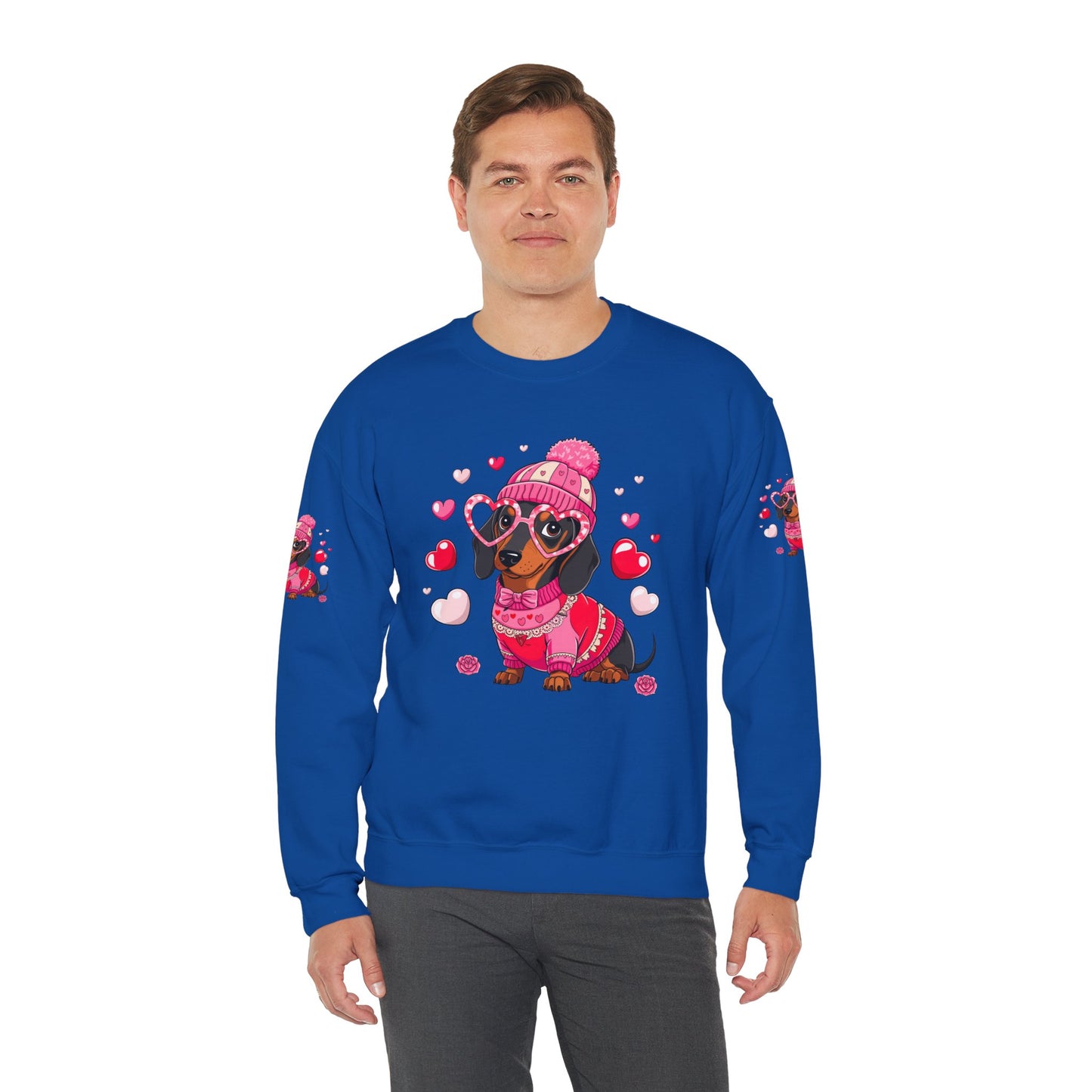 Princess Grace Cute Dachshund Love Sweatshirt Cozy Unisex Crewneck for Pet Lovers