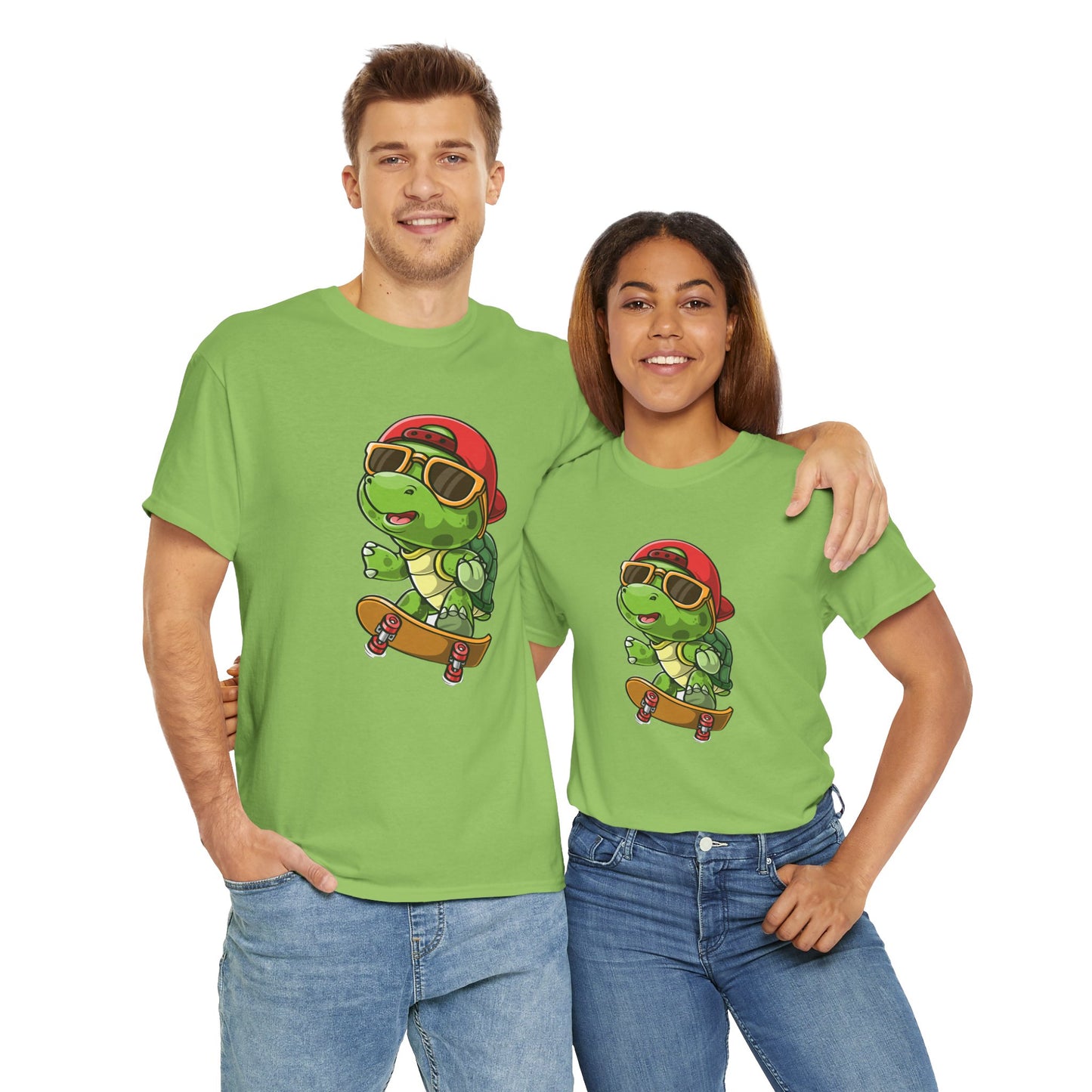 Princess Grace Cool Skateboarding Turtle Unisex Heavy Cotton Tee