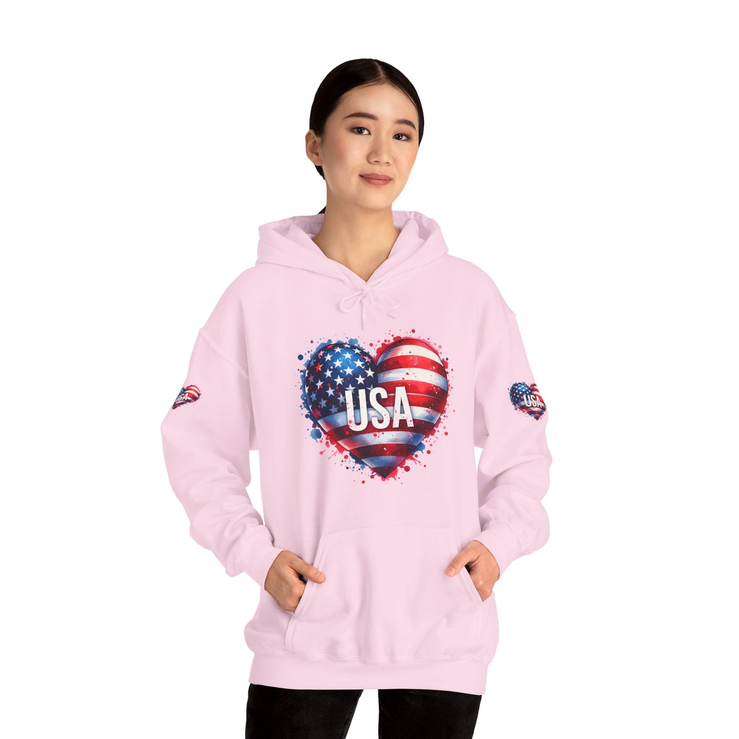 Princess Grace Patriotic Heart Hoodie for USA Lovers Unisex Heavy Blend