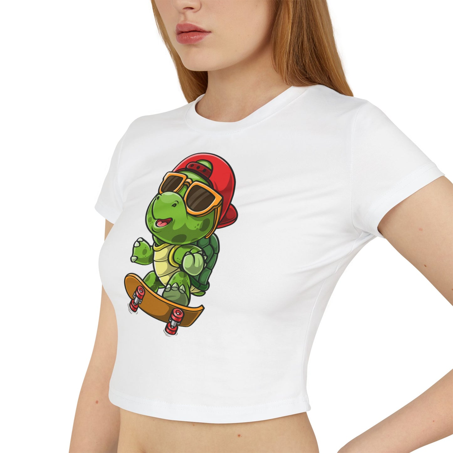 Princess Grace Cute Skateboarding Turtle Women's Baby Tee