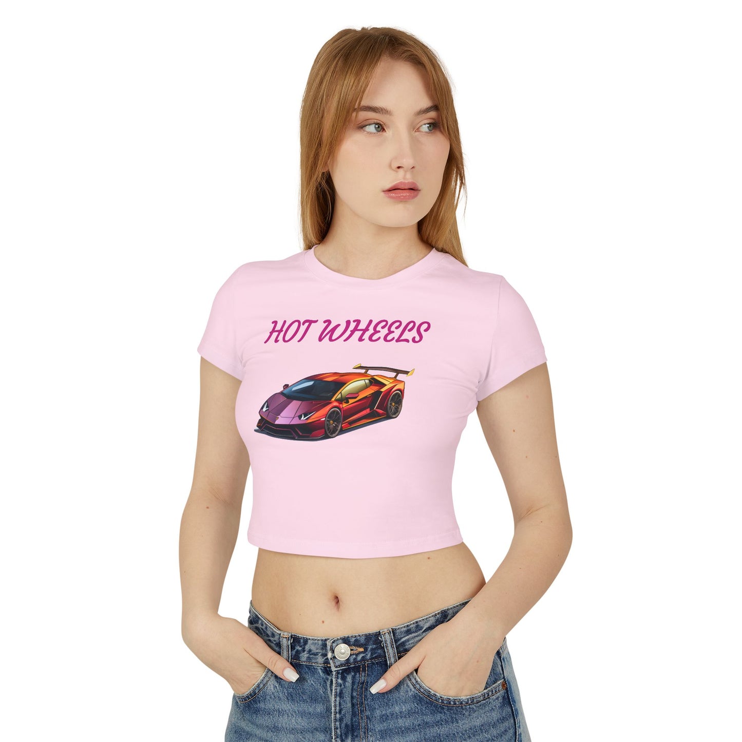 Princess Grace Women's Baby Tee Hot Wheels Graphic Car Shirt