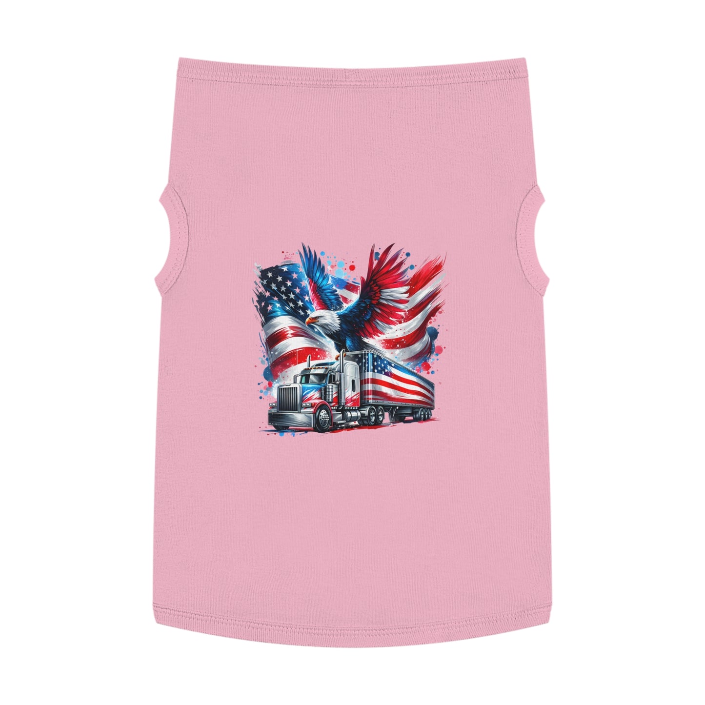 Princess Grace Patriotic Pet Tank Top with Eagle and Truck Design