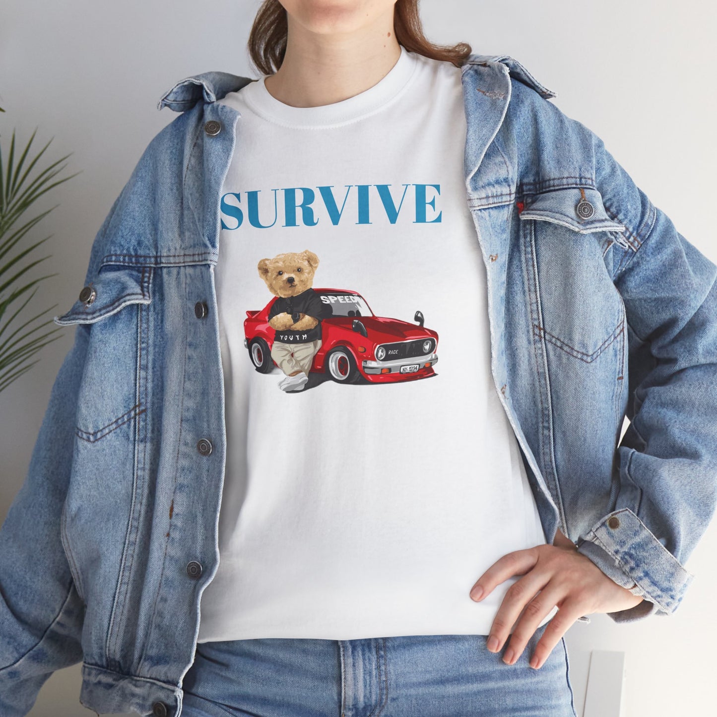 Princess Grace Survive Bear Graphic Unisex Heavy Cotton Tee
