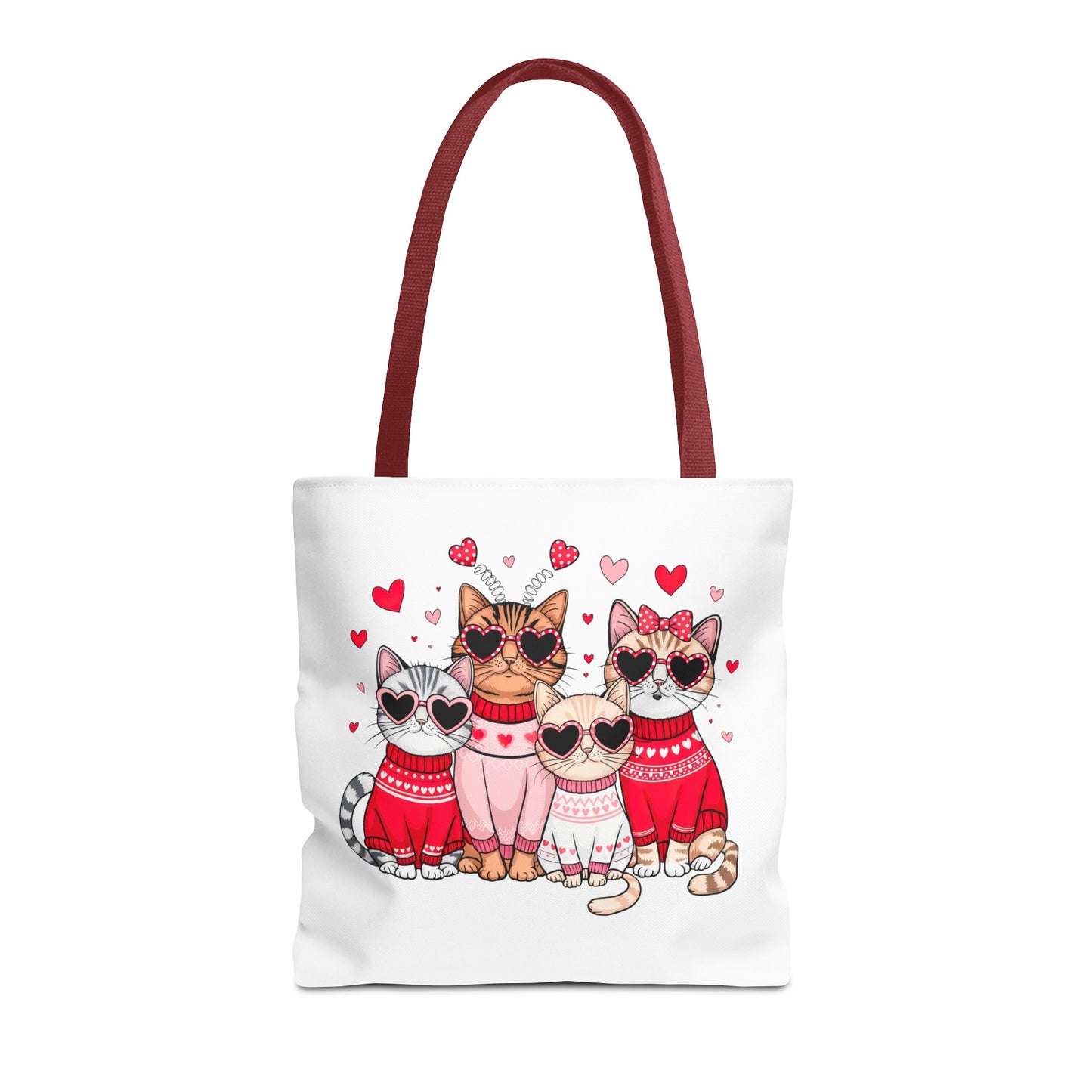 Princess Grace Cute Cat Lover Tote Bag Stylish and Playful Red Heart Design