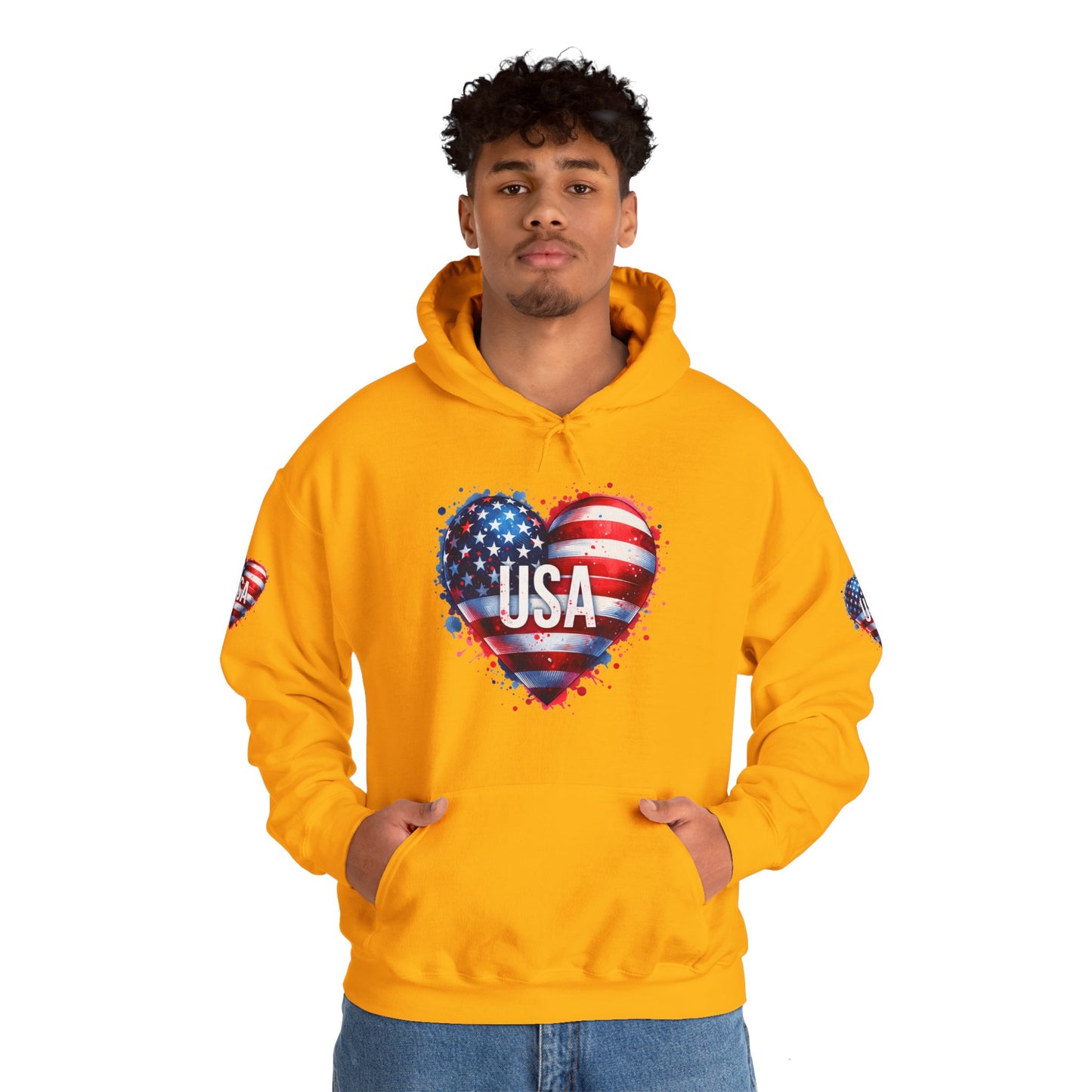 Princess Grace Patriotic Heart Hoodie for USA Lovers Unisex Heavy Blend