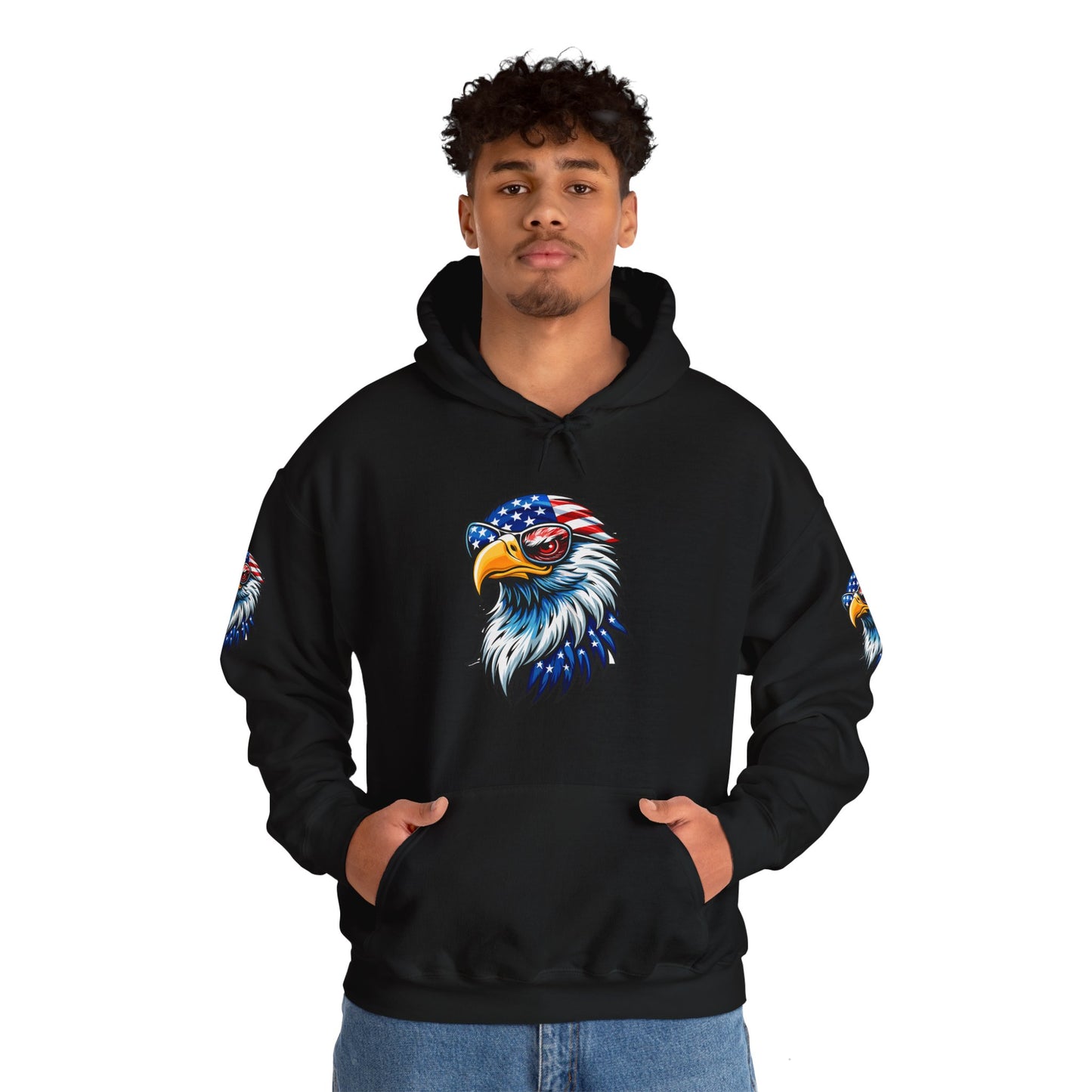 Princess Grace Patriotic Eagle Hoodie Unisex Heavy Blend Sweatshirt with USA Flag Design