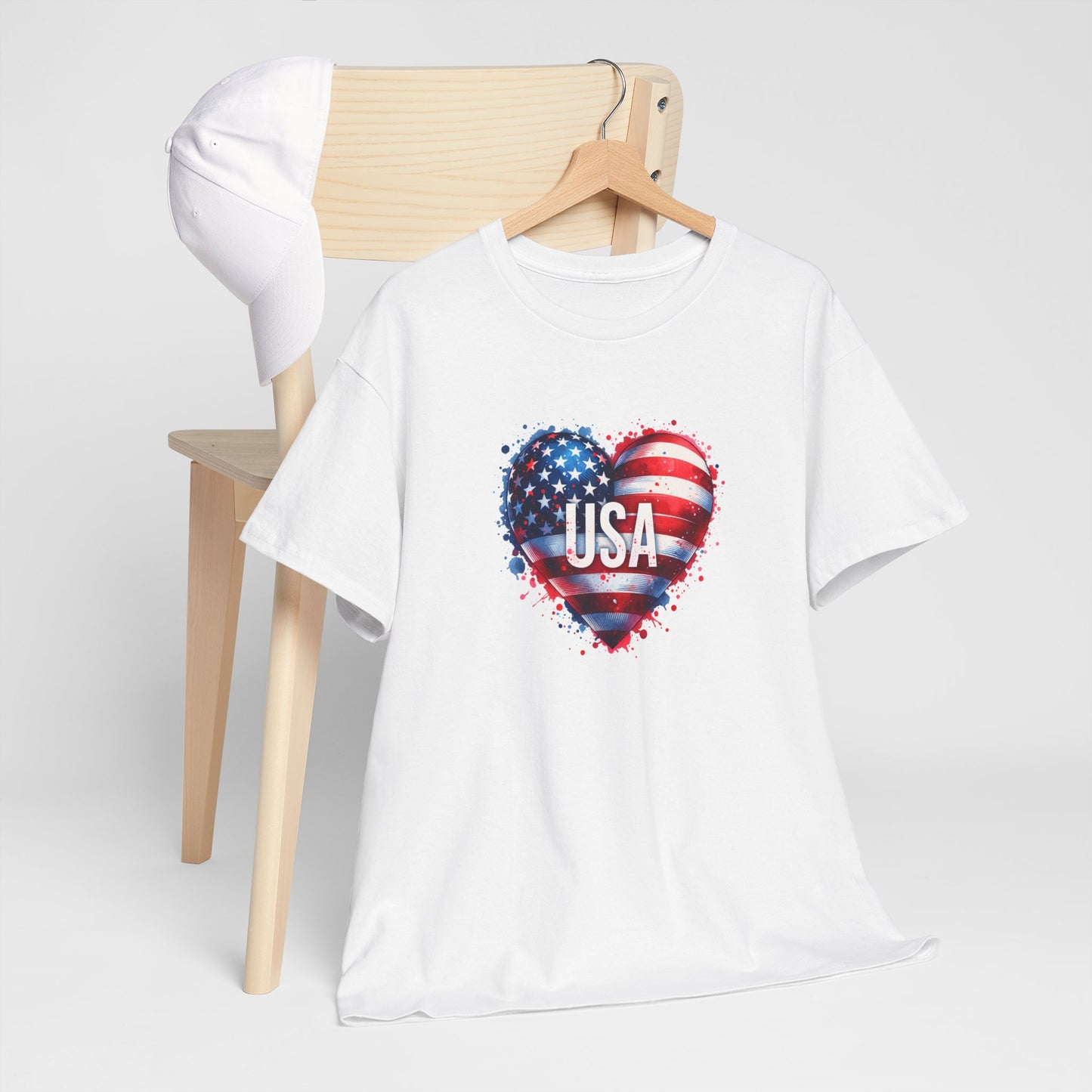 Princess Grace Patriotic Heart Unisex Cotton Tee USA Freedom Shirt