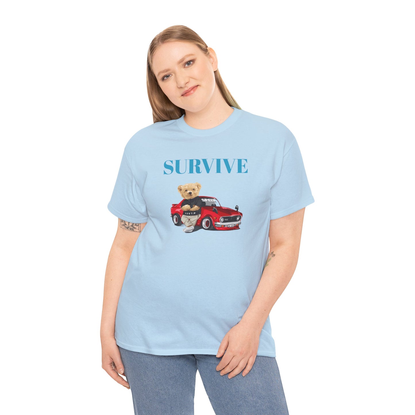 Princess Grace Survive Bear Graphic Unisex Heavy Cotton Tee