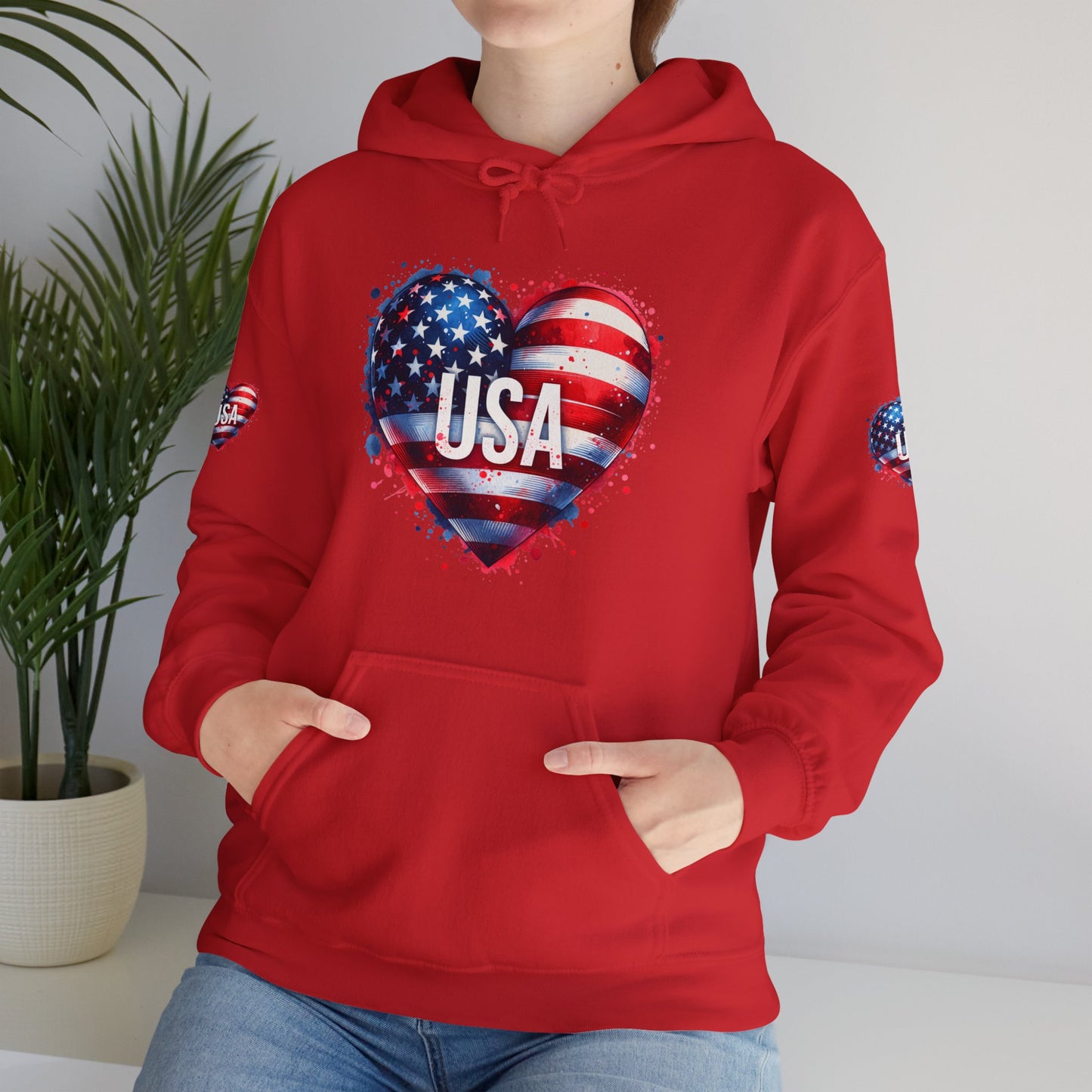Princess Grace Patriotic Heart Hoodie for USA Lovers Unisex Heavy Blend