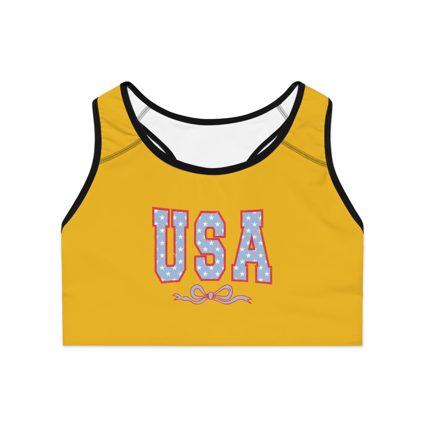 Princess Grace USA Stars & Stripes Sports Bra Perfect for Fitness & Patriotism