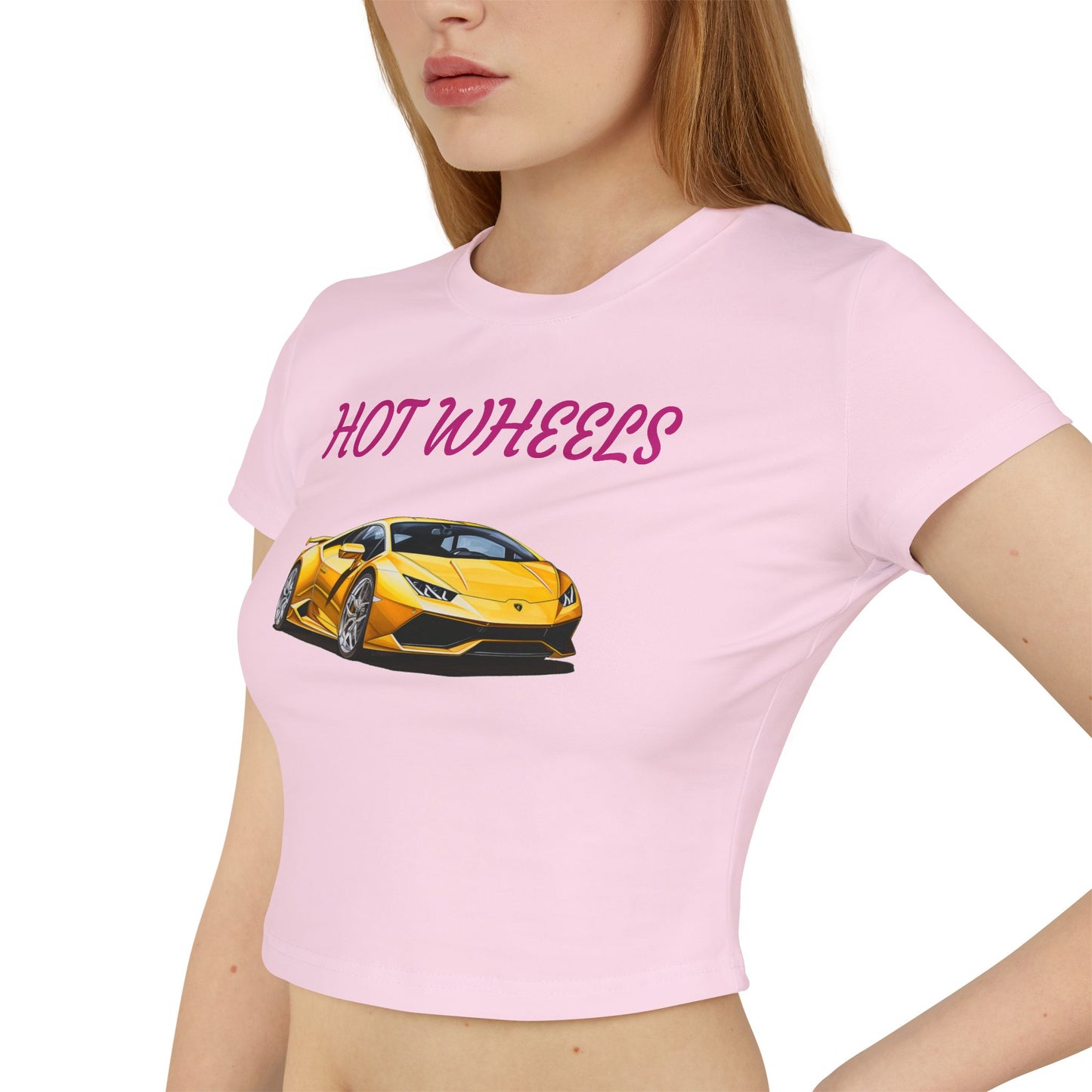 Princess Grace Women's Hot Wheels Baby Tee Cute and Stylish Car Graphic Top for Car Enthusiasts