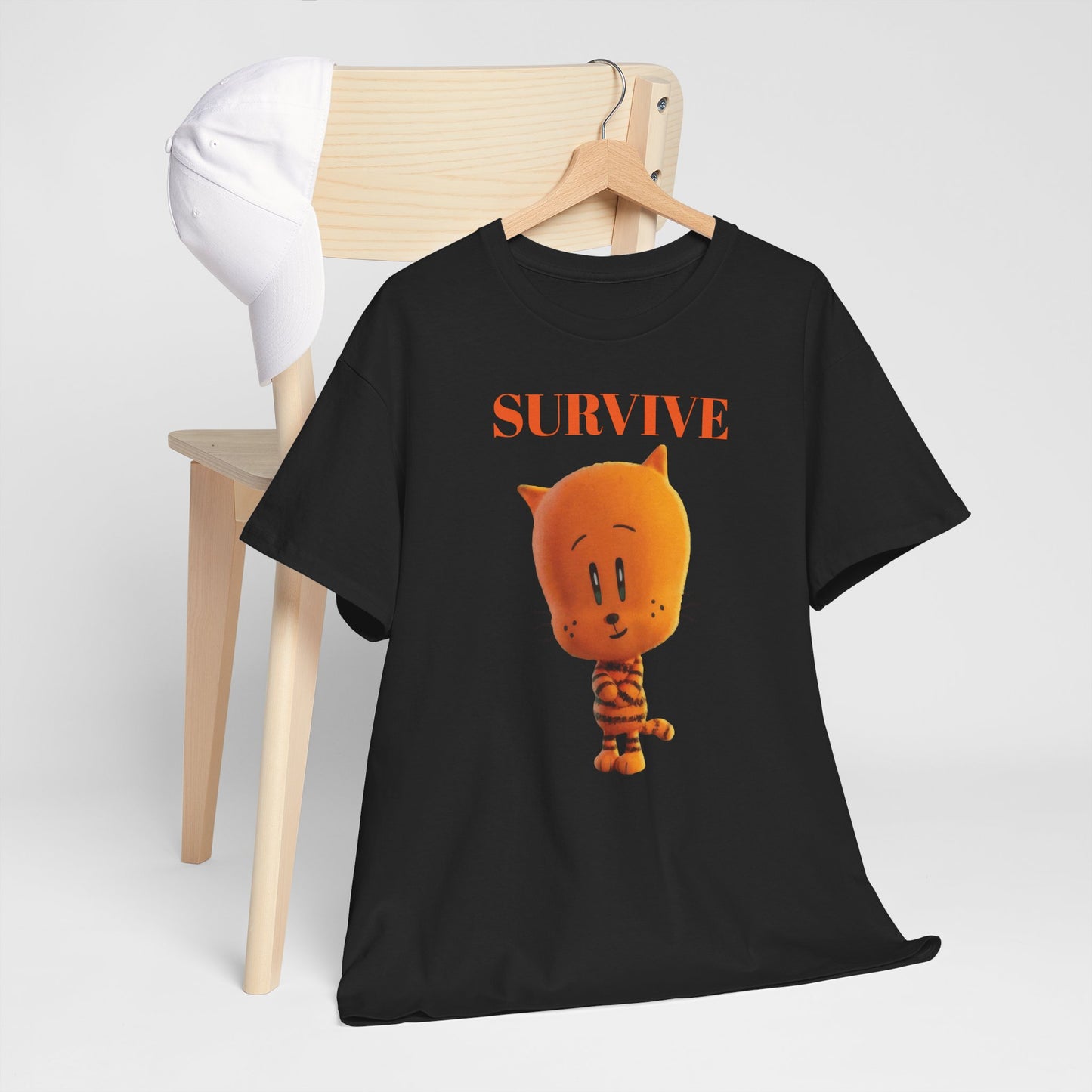 Princess Grace Survive Themed Unisex Heavy Cotton Tee Cute Cartoon Cat Design