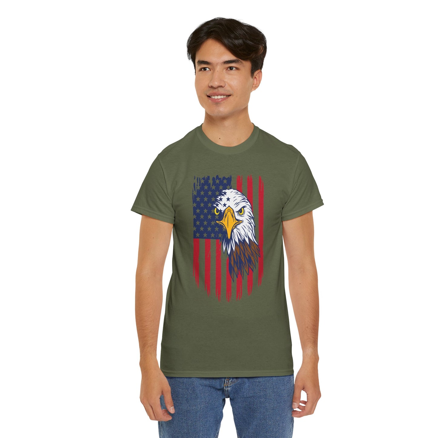 Princess Grace Eagle & American Flag Unisex Heavy Cotton Tee Patriotic Apparel for All Occasions