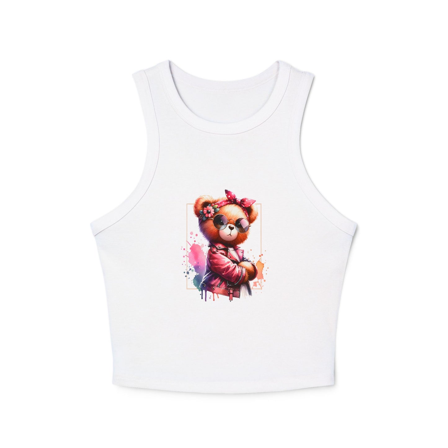 Princess Grace Cute Floral Teddy Bear Racer Tank Top for Women