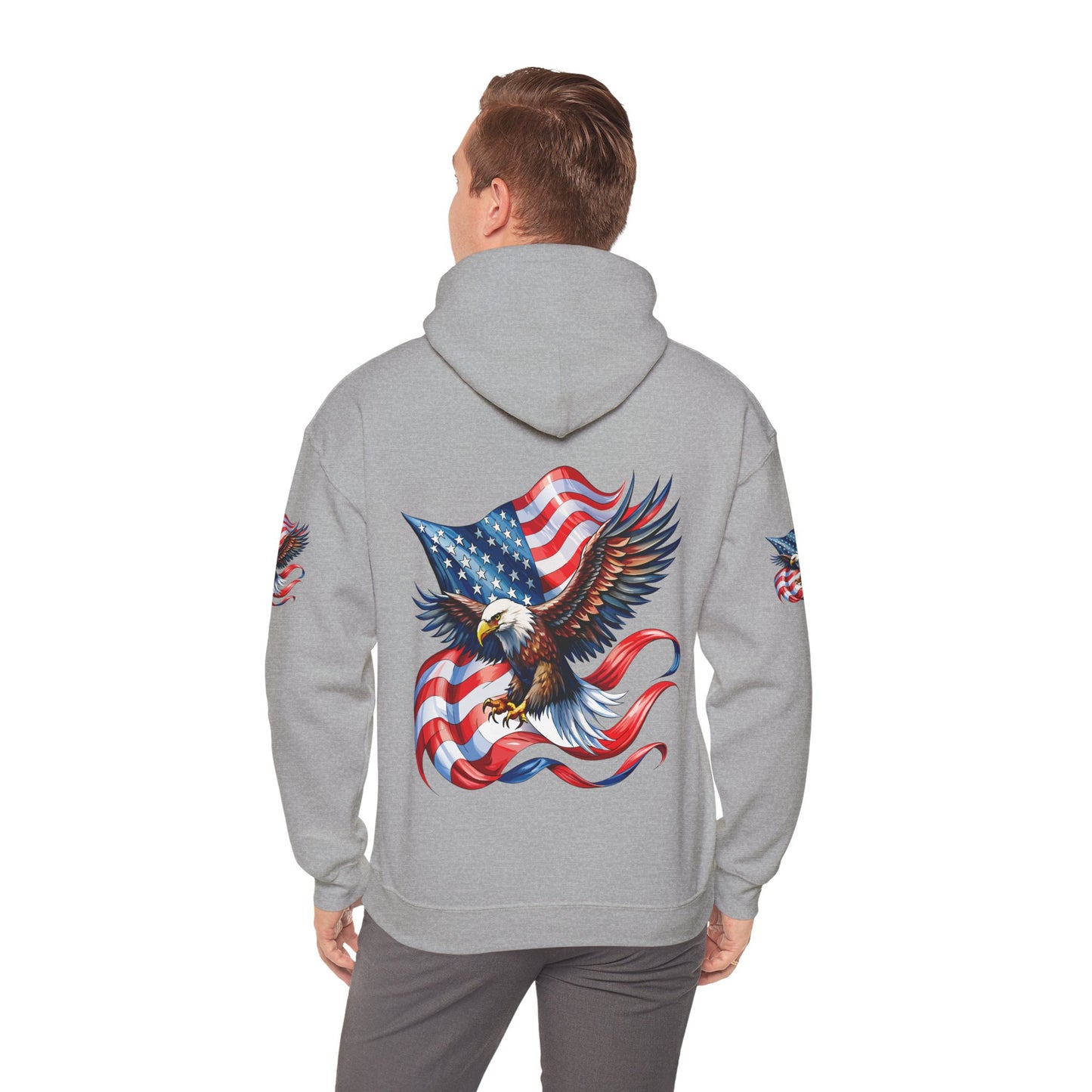 Princess Grace Patriotic Eagle Hoodie Unisex Heavy Blend Sweatshirt with American Flag Design
