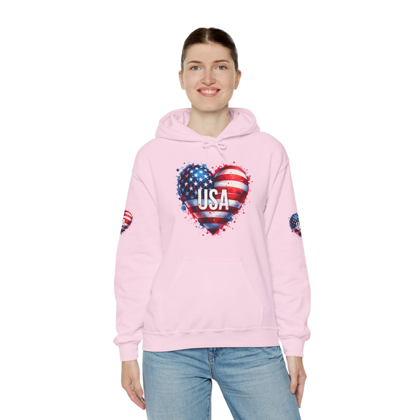 Princess Grace Patriotic Heart Hoodie for USA Lovers Unisex Heavy Blend