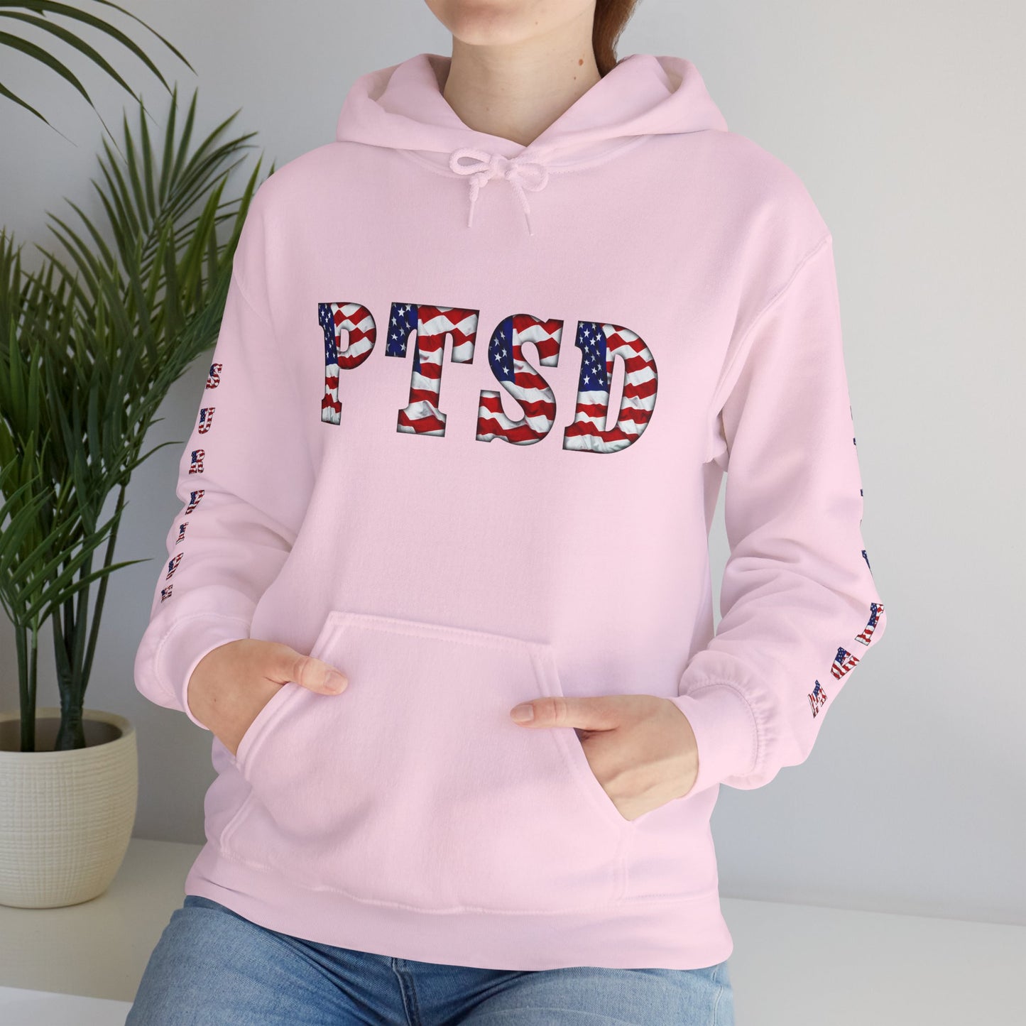 Princess Grace PTSD Awareness Unisex Heavy Blend Hoodie Support Survivors with American Flag Design