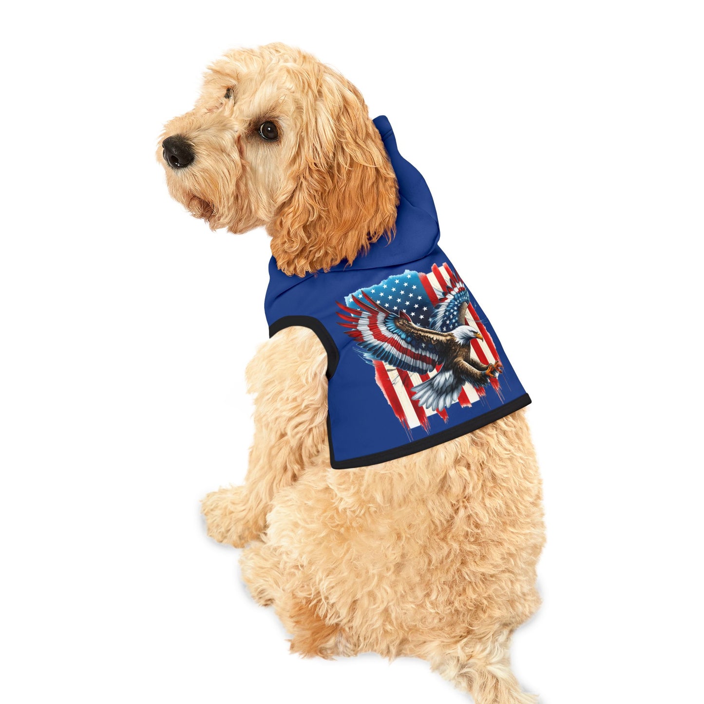 Princess Grace Patriotic Eagle Pet Hoodie Blue Animal Apparel for Independence Day