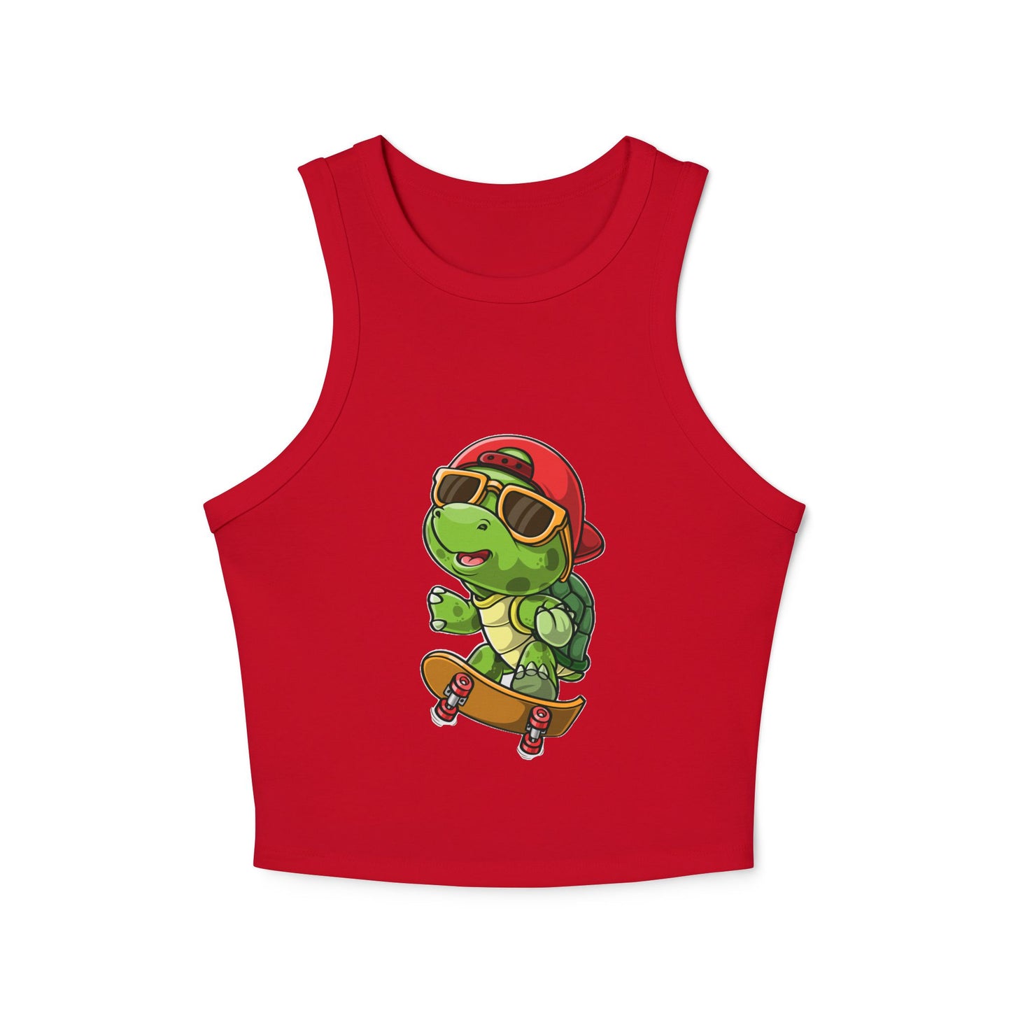 Princess Grace Cool Skateboarding Turtle Women's Racer Tank Top Cute Design for Summer Vibes