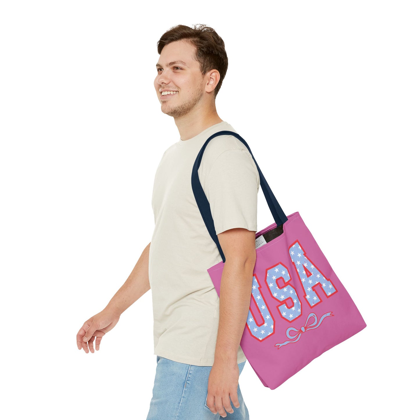 Princess Grace Patriotic USA Tote Bag Fun Stars and Bow Design for Holidays