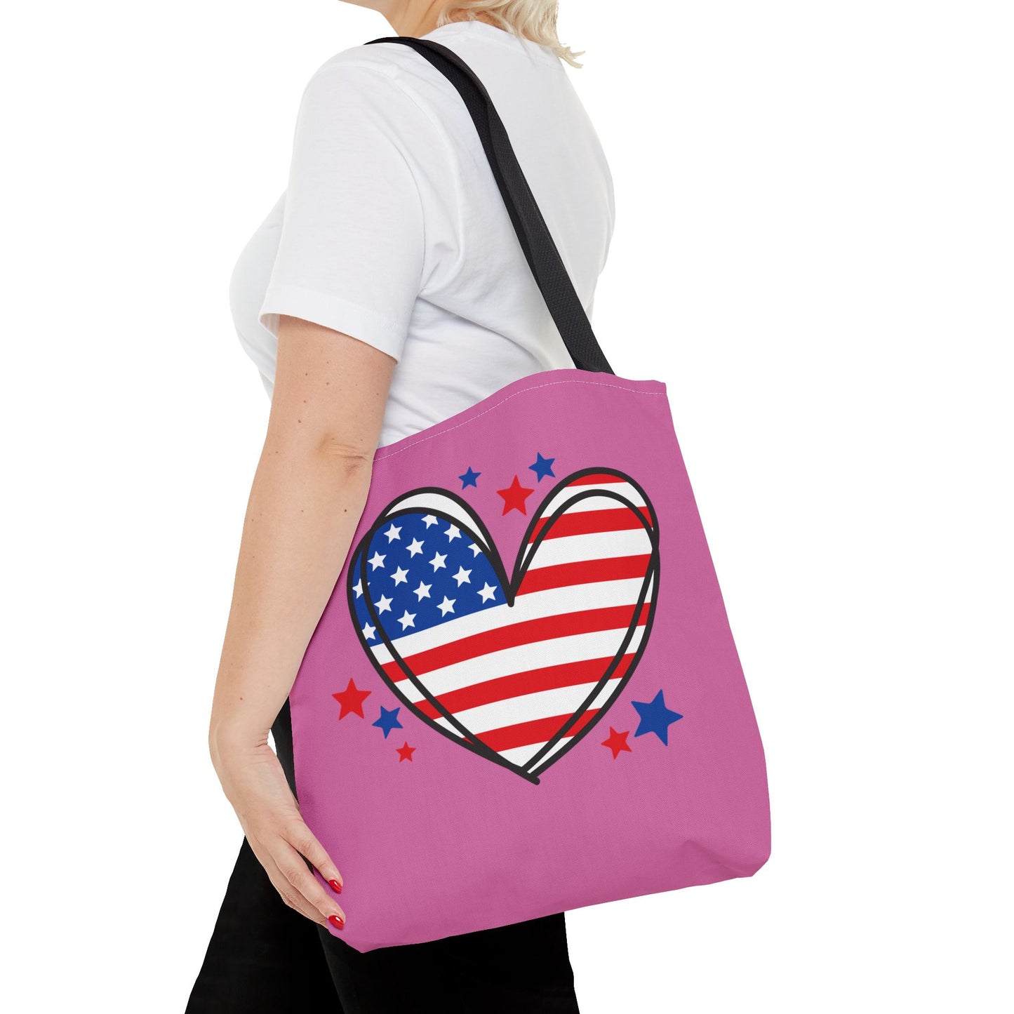 Princess Grace Patriotic Heart Tote Bag for Independence Day & Everyday Use