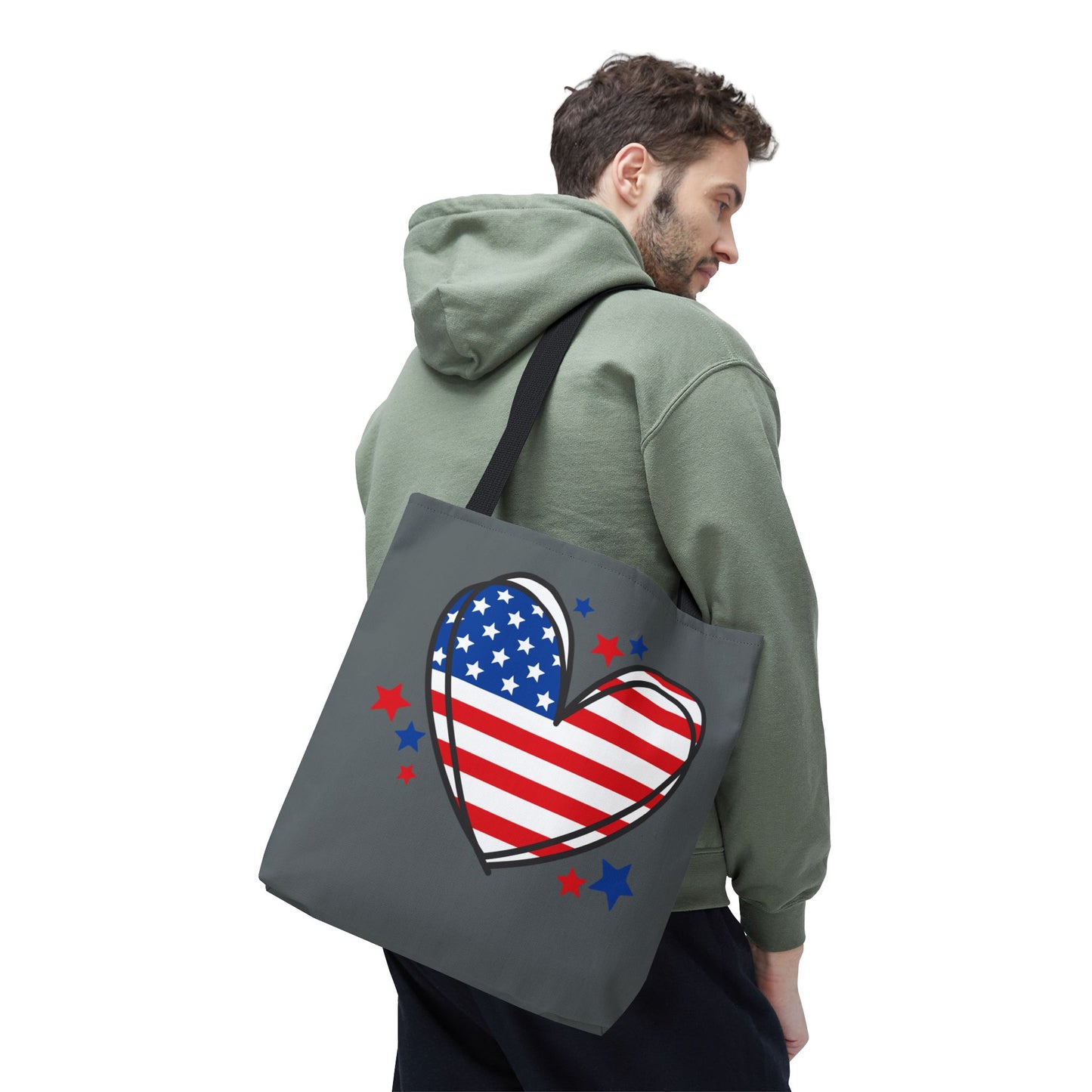 Princess Grace Patriotic Heart Tote Bag USA Flag Love