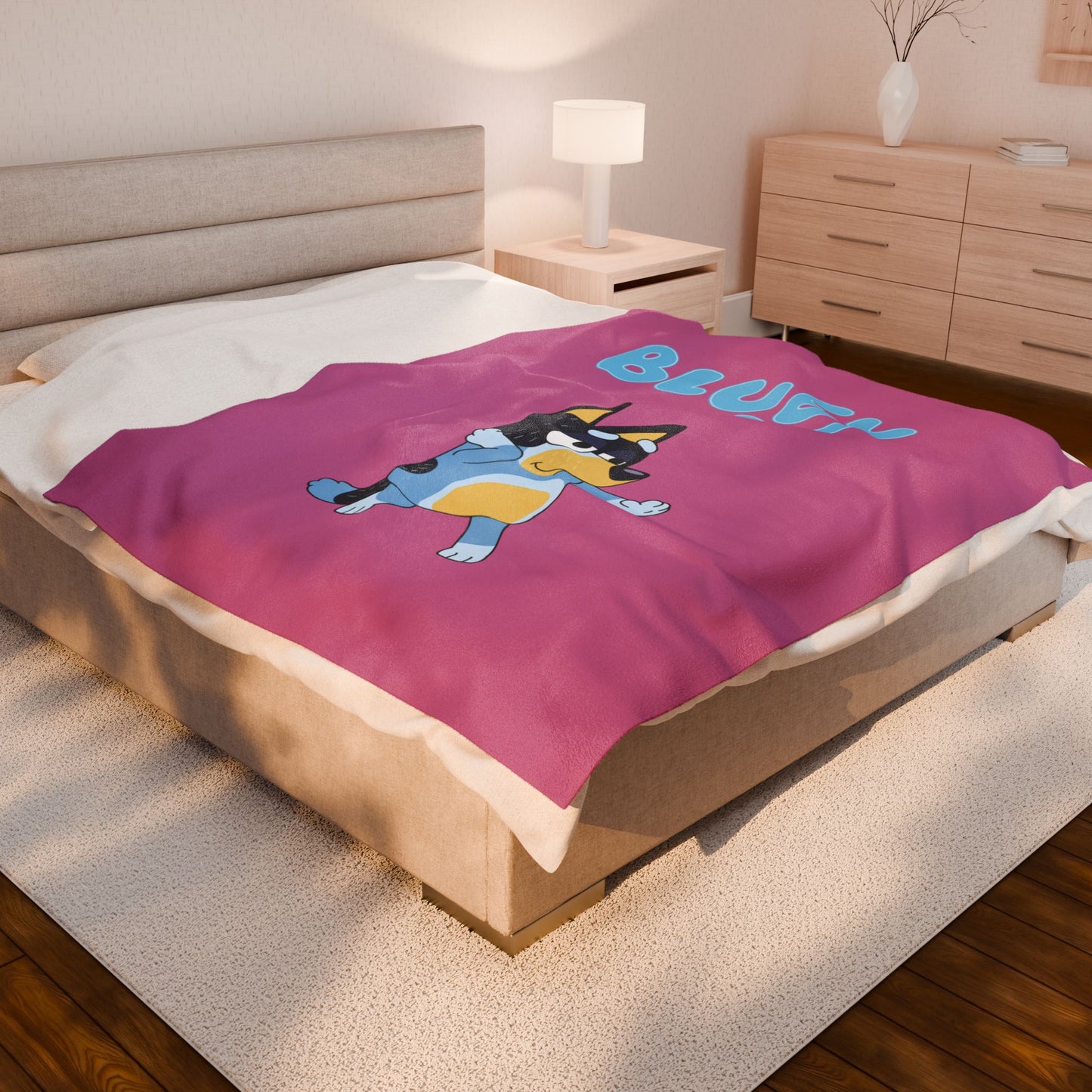 Princess Grace Bluey Velveteen Plush Blanket Cozy Throw for Playtime and Sleepovers