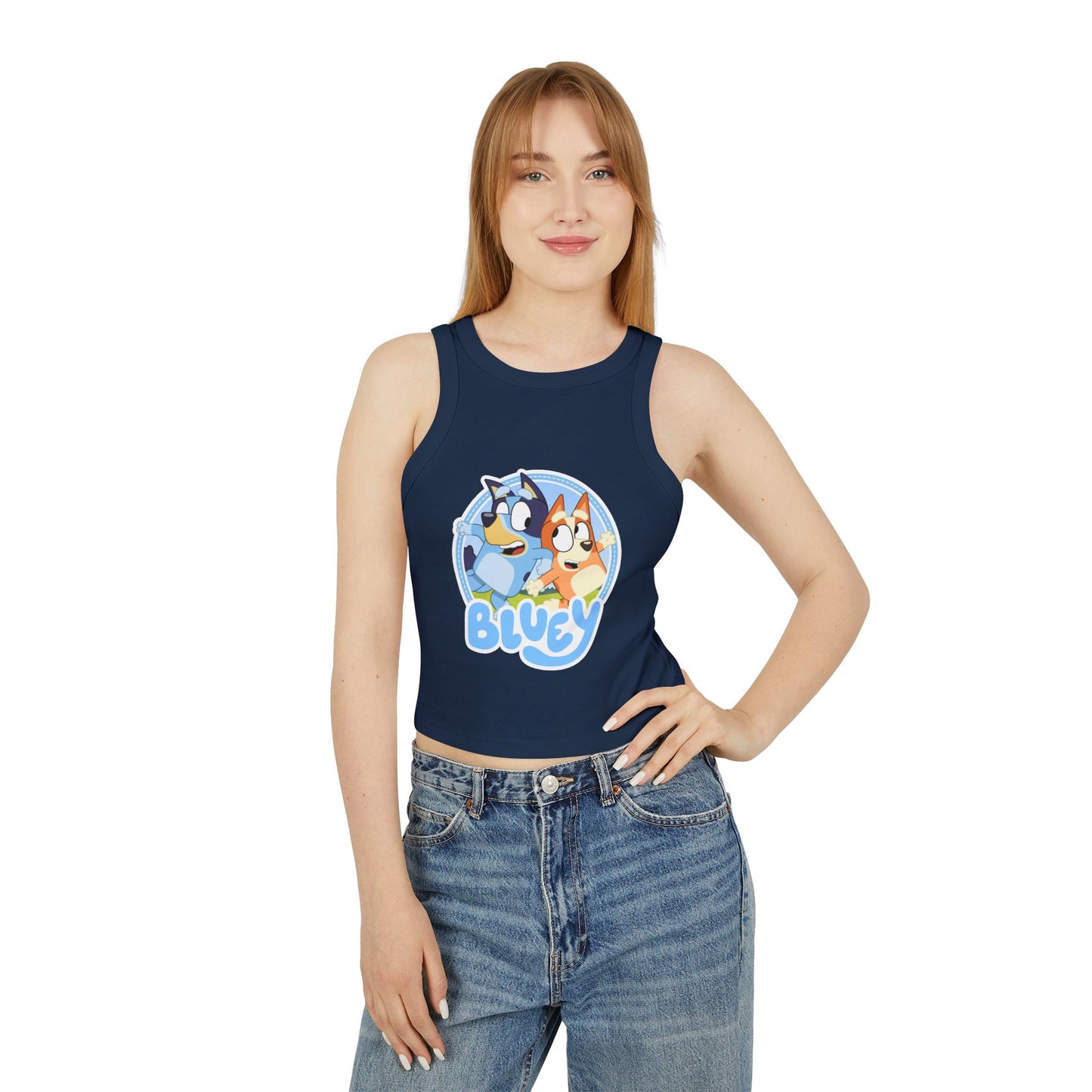 Princess Grace Bluey Graphic Women's Racer Tank Top Fun & Playful Summer Style