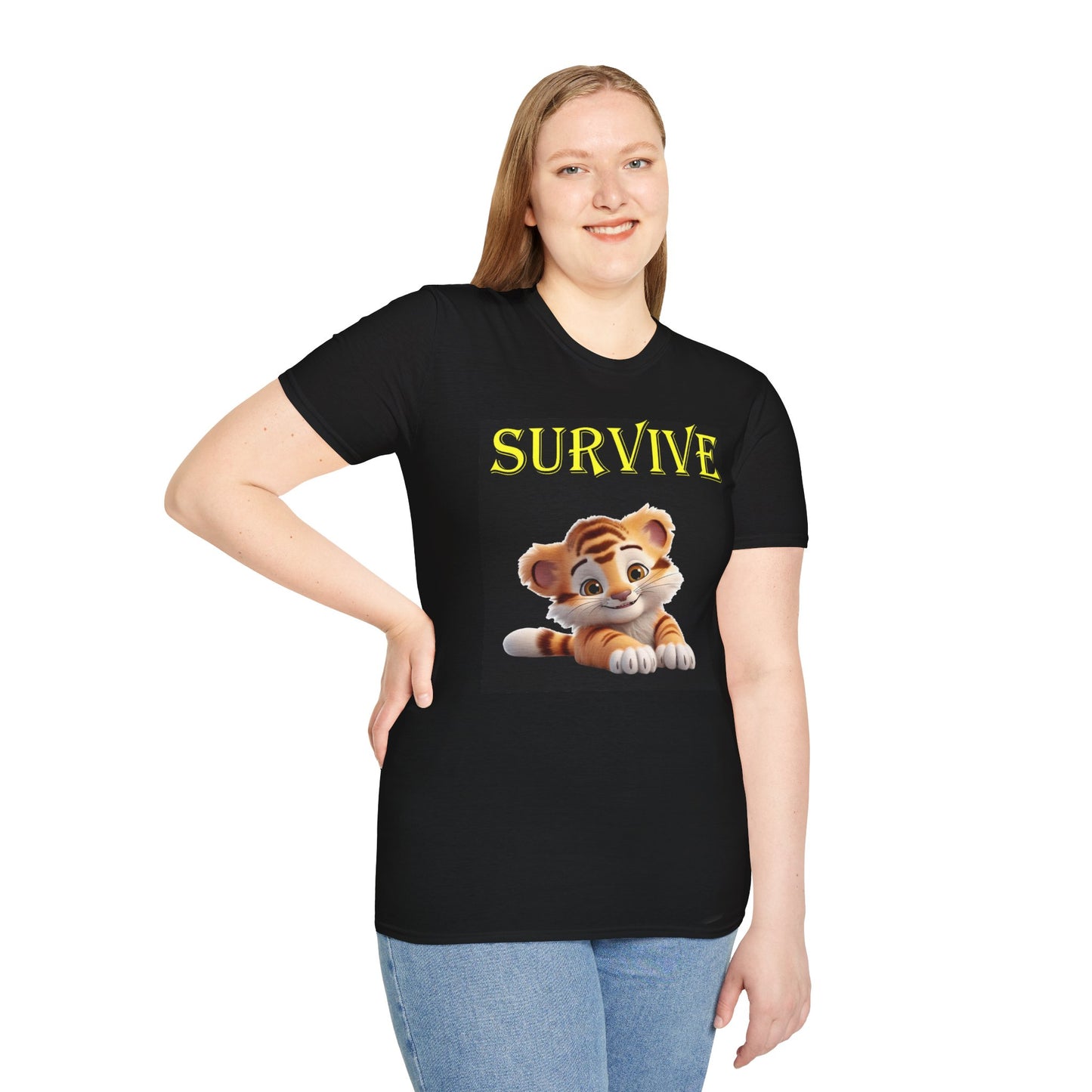 Princess Grace Survive Tiger Unisex Softstyle T-Shirt Cute Animal Graphic Tee