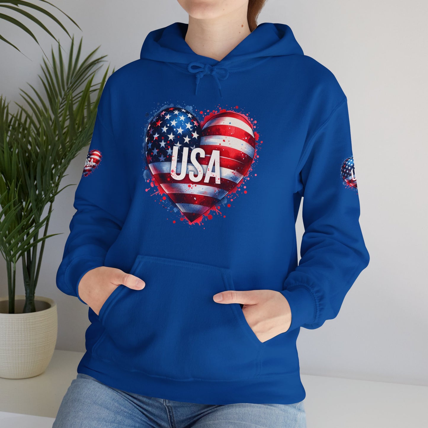Princess Grace Patriotic Heart Hoodie for USA Lovers Unisex Heavy Blend