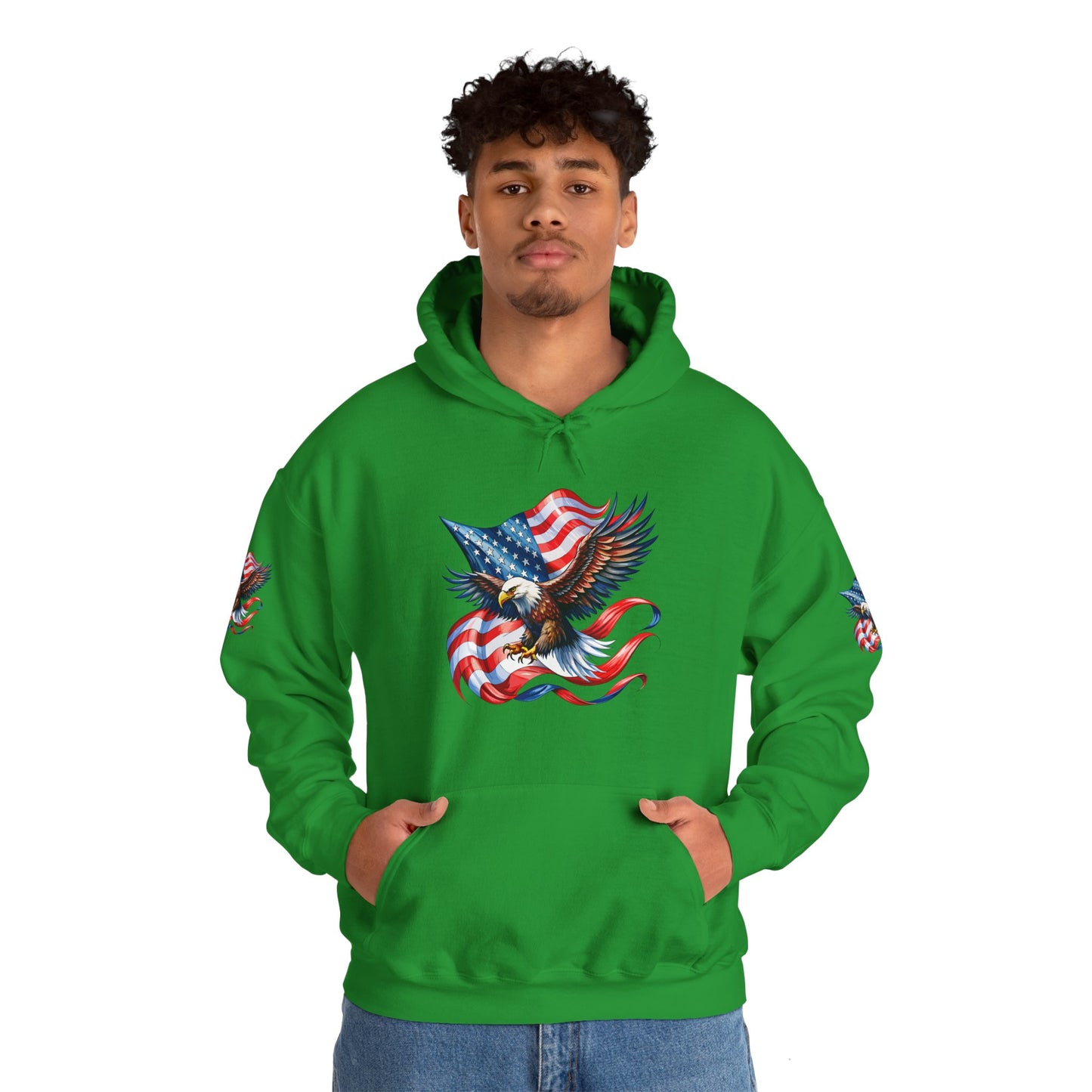 Princess Grace Patriotic Eagle Hoodie Unisex Heavy Blend Sweatshirt with American Flag Design