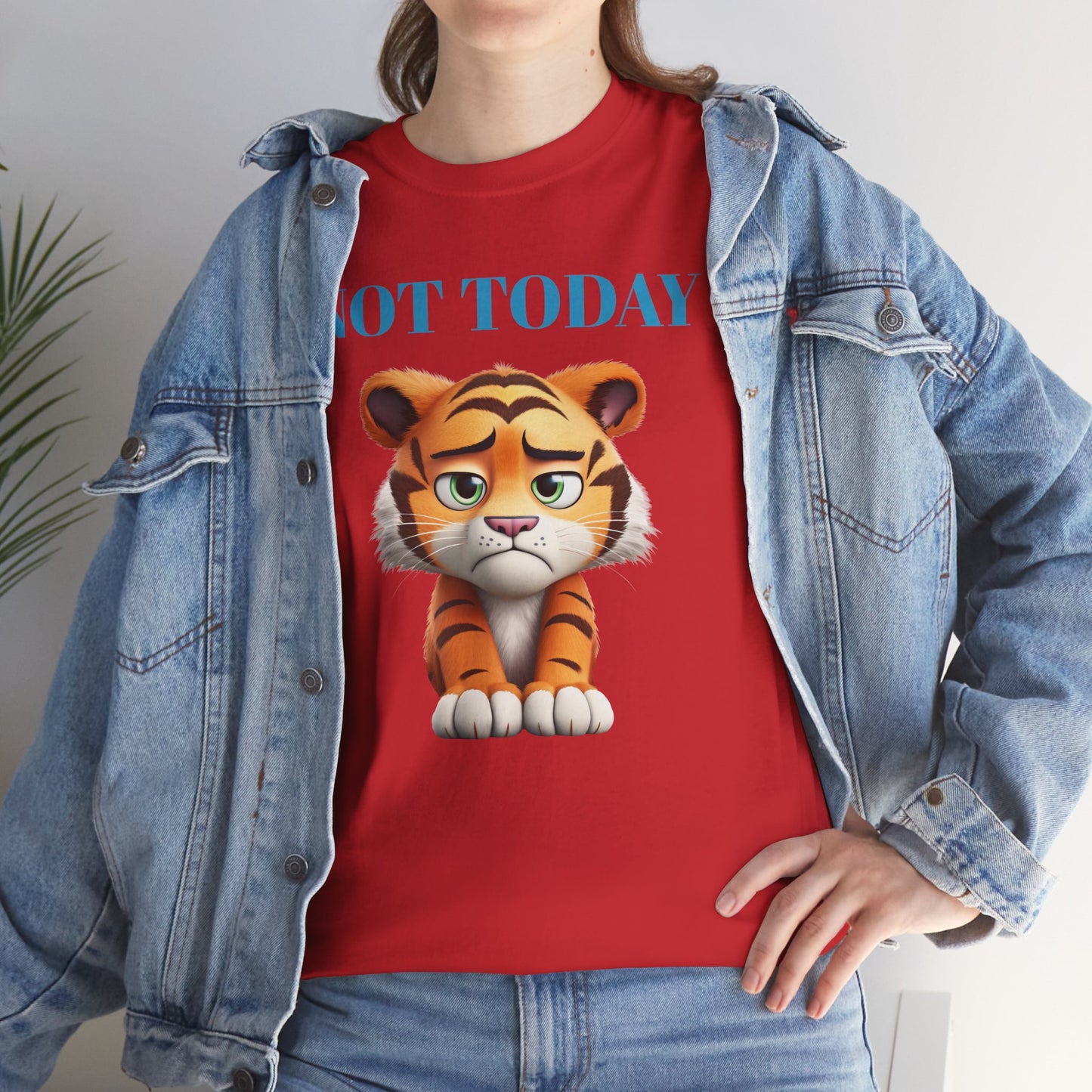 Princess Grace Not Today Tiger Unisex Heavy Cotton Tee Casual Fun Cat Graphic Shirt