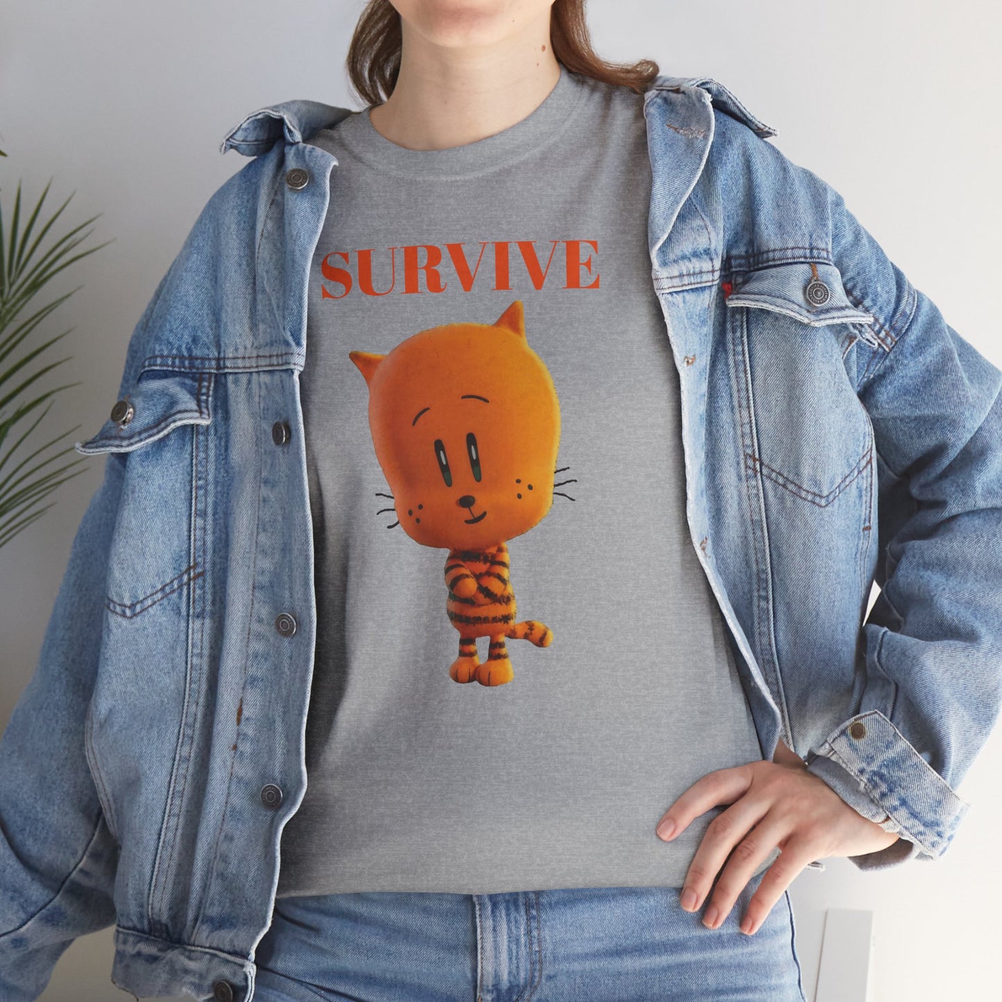 Princess Grace Survive Themed Unisex Heavy Cotton Tee Cute Cartoon Cat Design