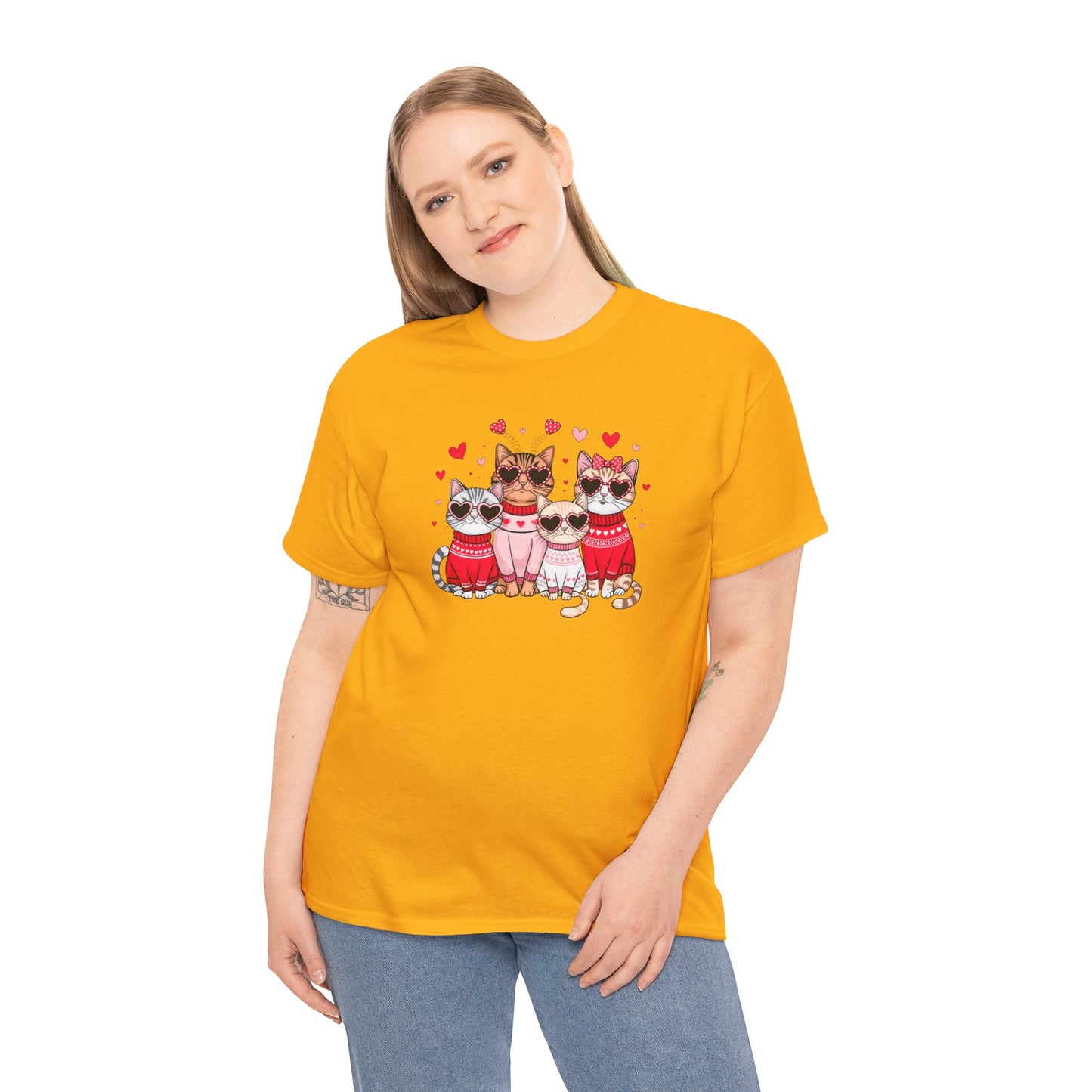 Princess Grace Cute Cat Lovers Unisex Heavy Cotton Tee Adorable Cats in Sweaters