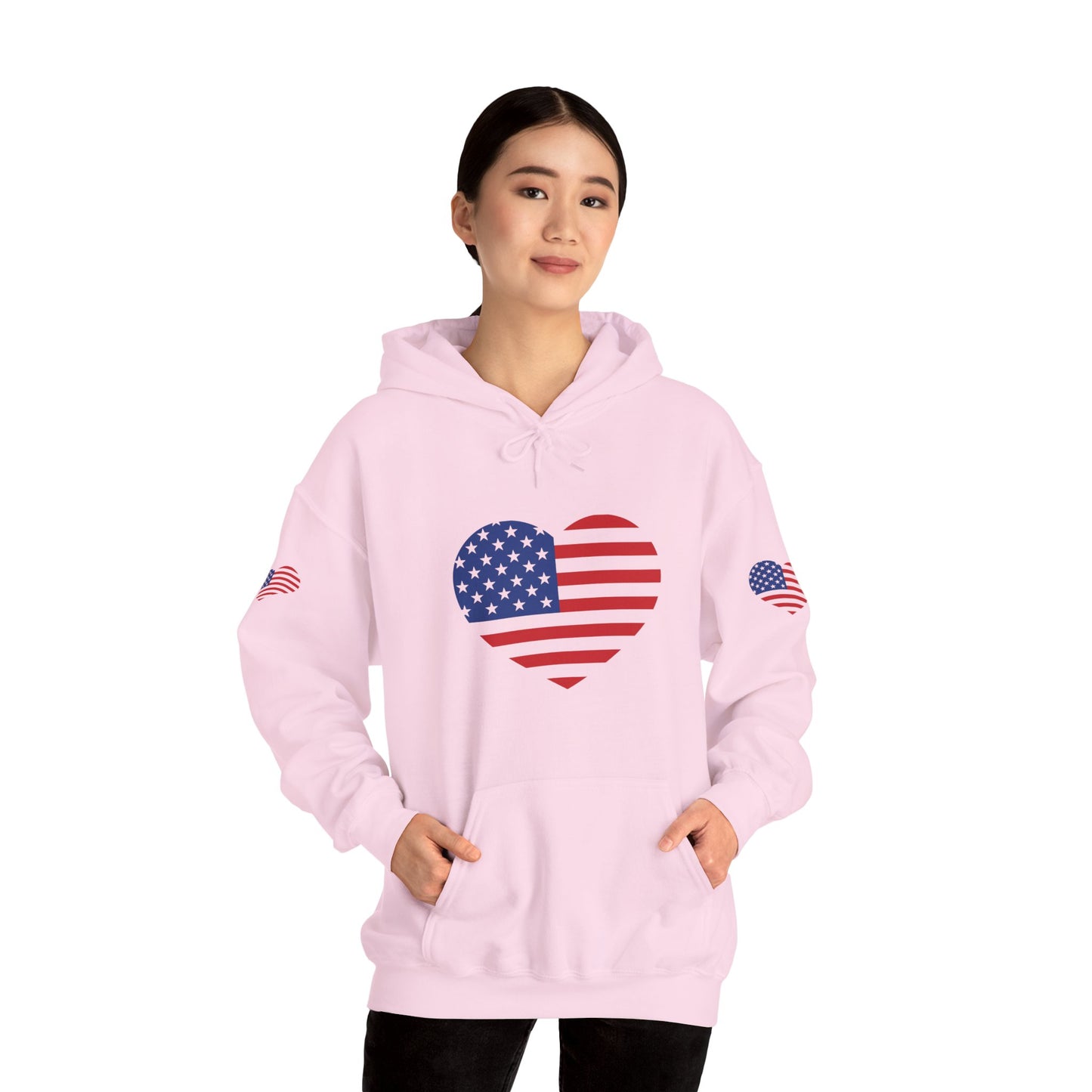 Princess Grace Patriotic Heart Design Unisex Hoodie Perfect for Holidays and Celebrations