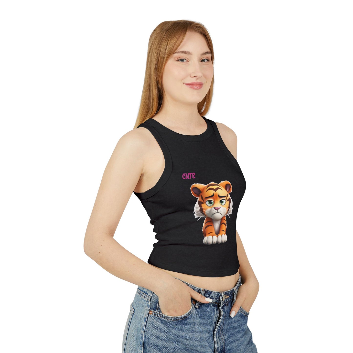 Princess Grace Cute Tiger Women's Micro Rib Racer Tank Top Stylish Summer Wear