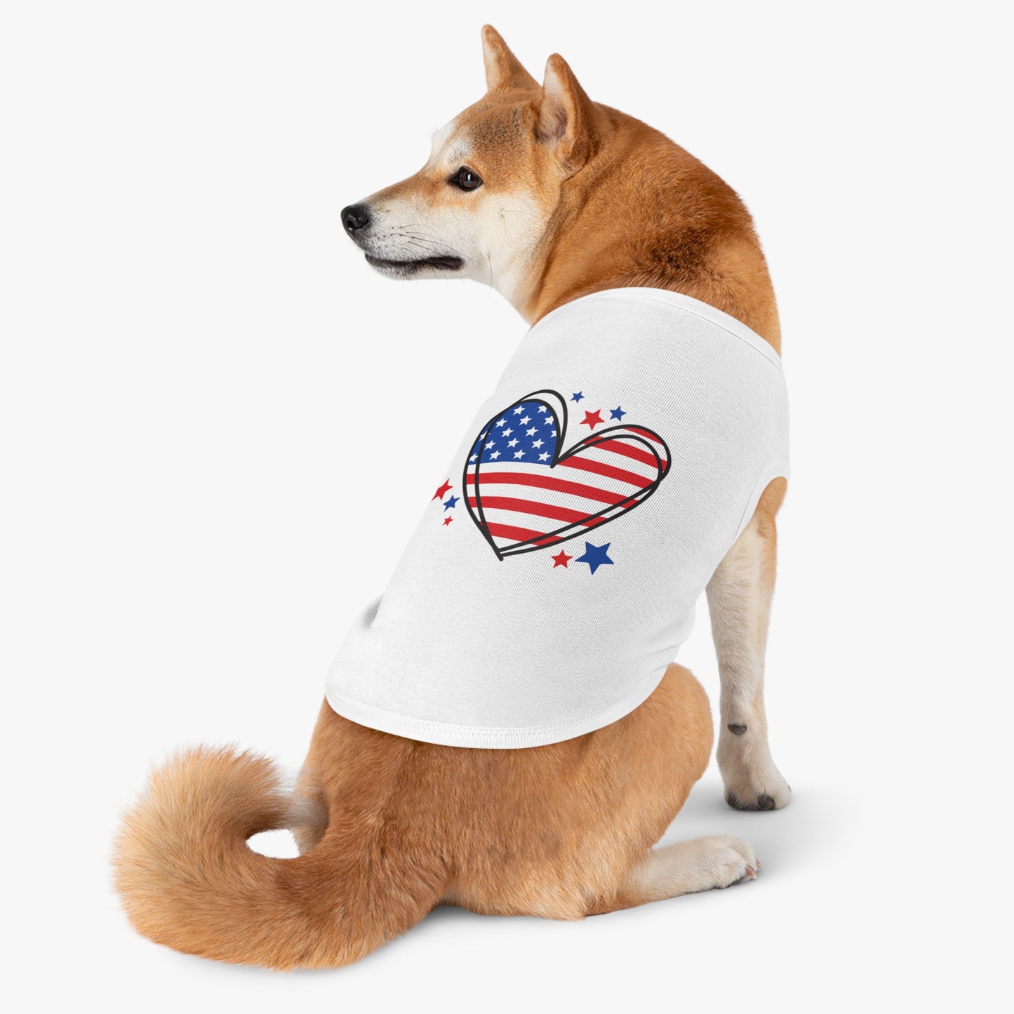 Princess Grace Patriotic Heart Pet Tank Top for Independence Day Celebrations