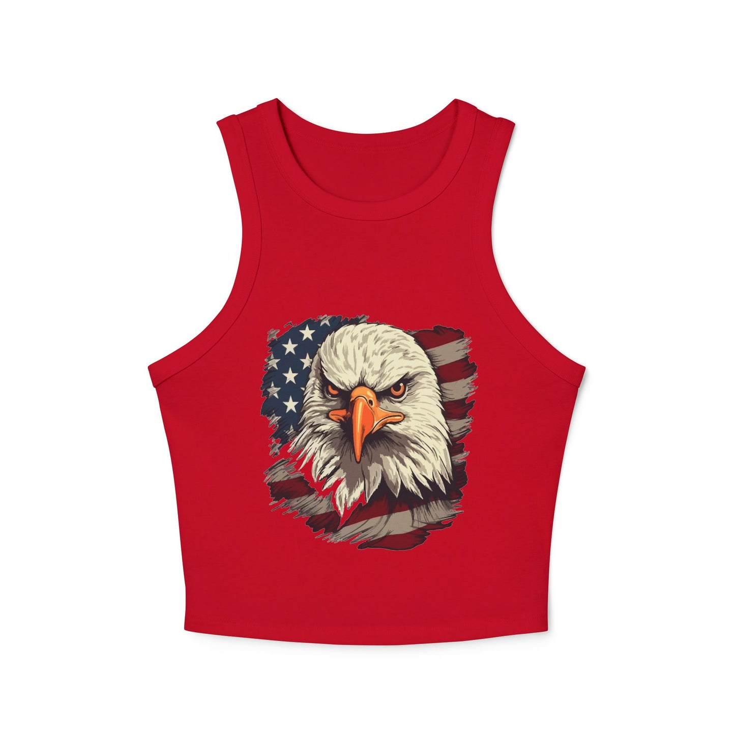 Princess Grace Patriotic Women's Micro Rib Racer Tank Top USA Eagle Design