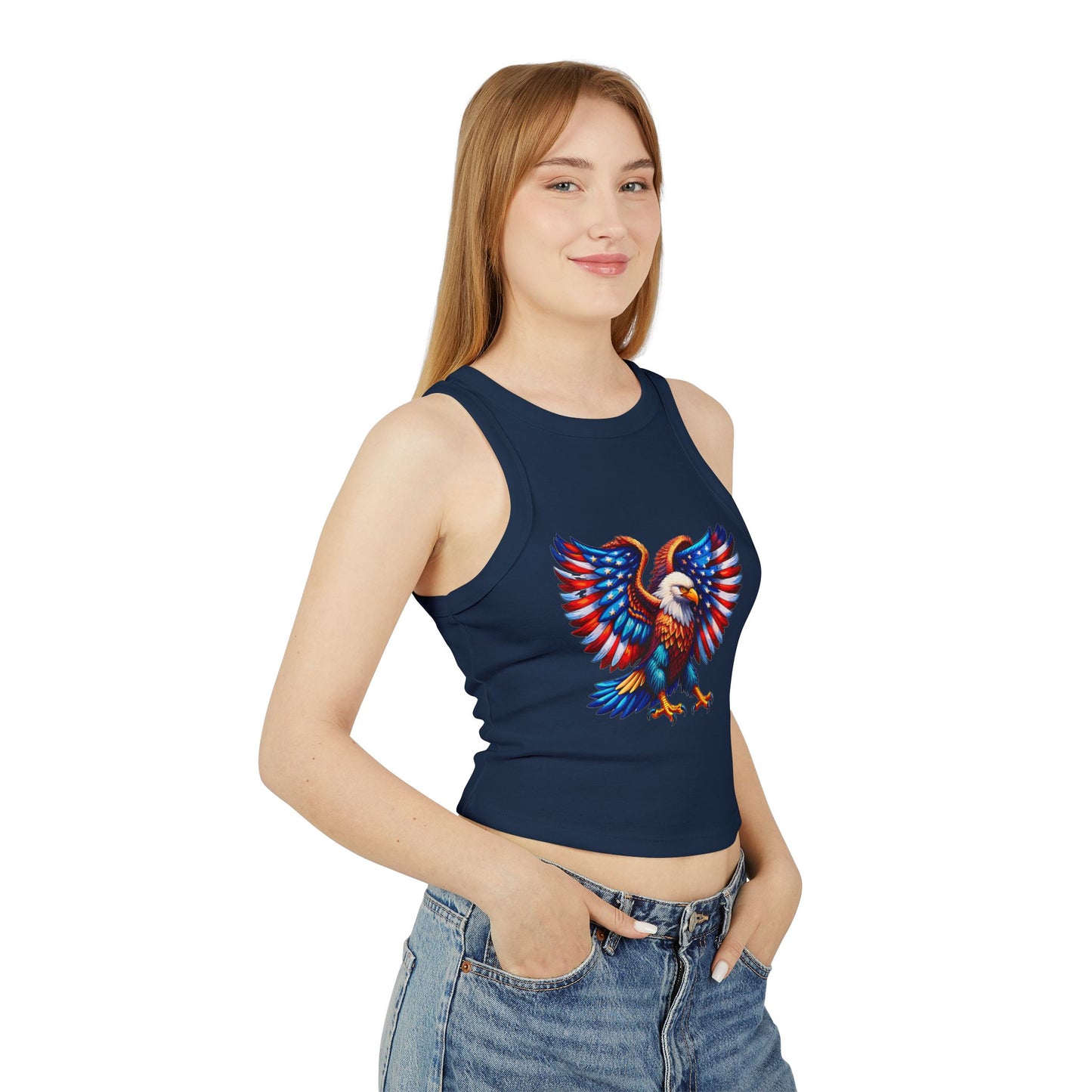 Princess Grace Patriotic Eagle Racer Tank Top for Women