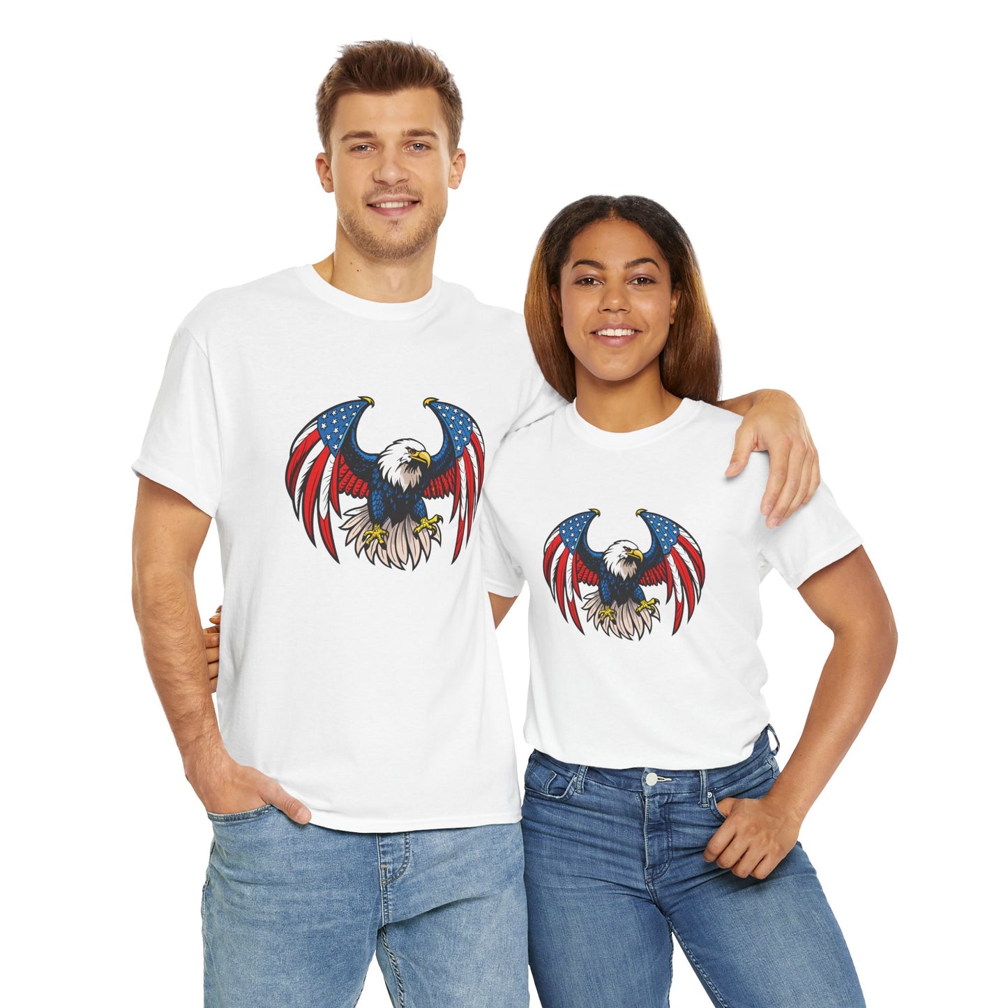 Princess Grace Patriotic Eagle Unisex Heavy Cotton Tee 4th of July Graphic T-Shirt