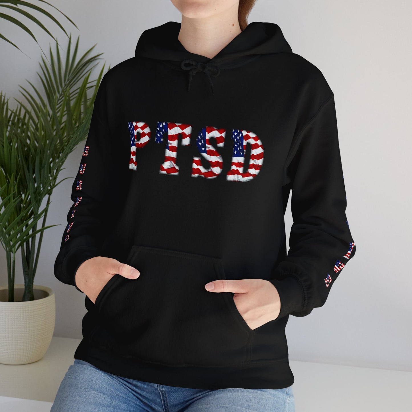 Princess Grace PTSD Awareness Unisex Heavy Blend Hoodie Support Survivors with American Flag Design