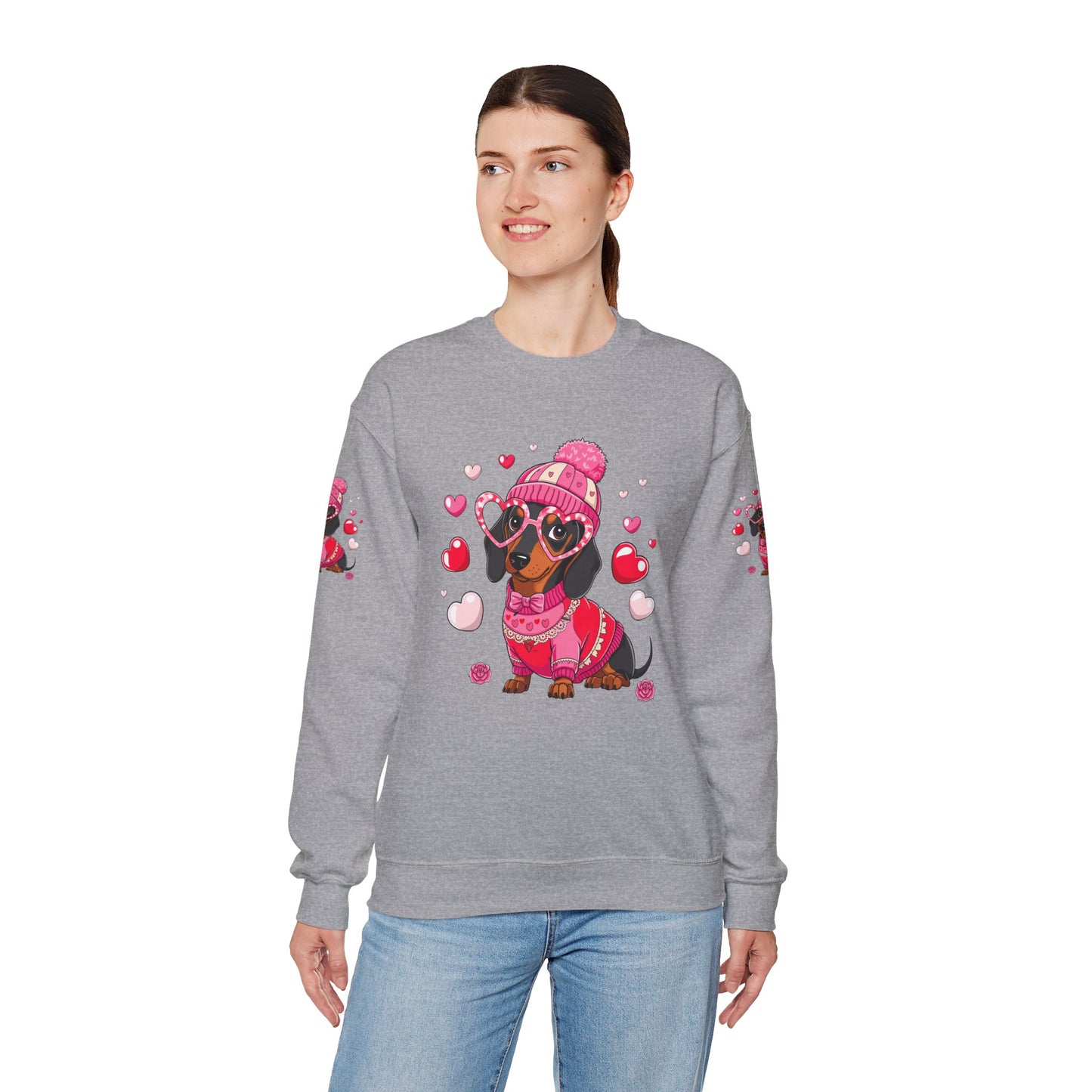 Princess Grace Cute Dachshund Love Sweatshirt Cozy Unisex Crewneck for Pet Lovers