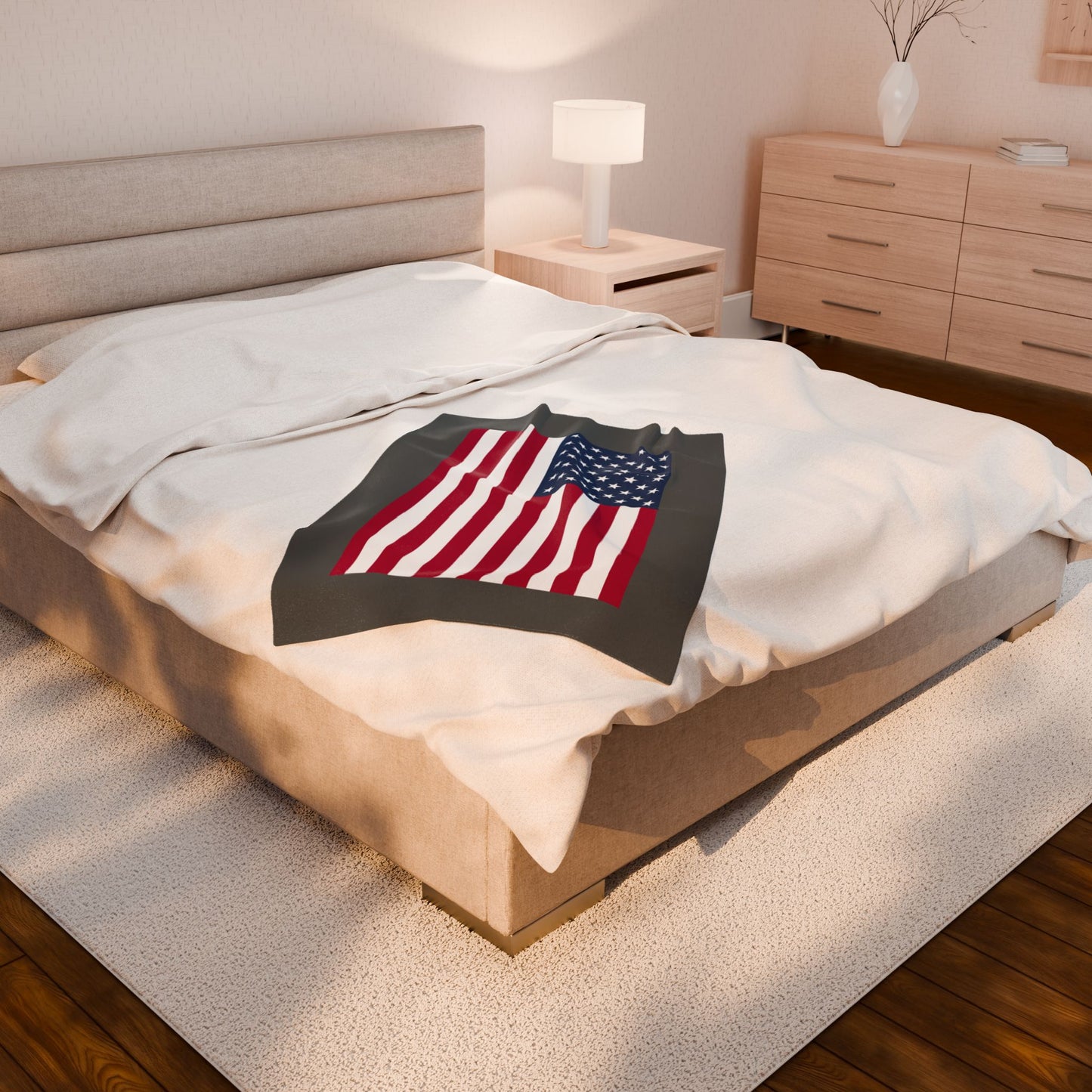 Princess Grace American Flag Velveteen Plush Blanket Cozy Home Decor for Holidays & Celebrations