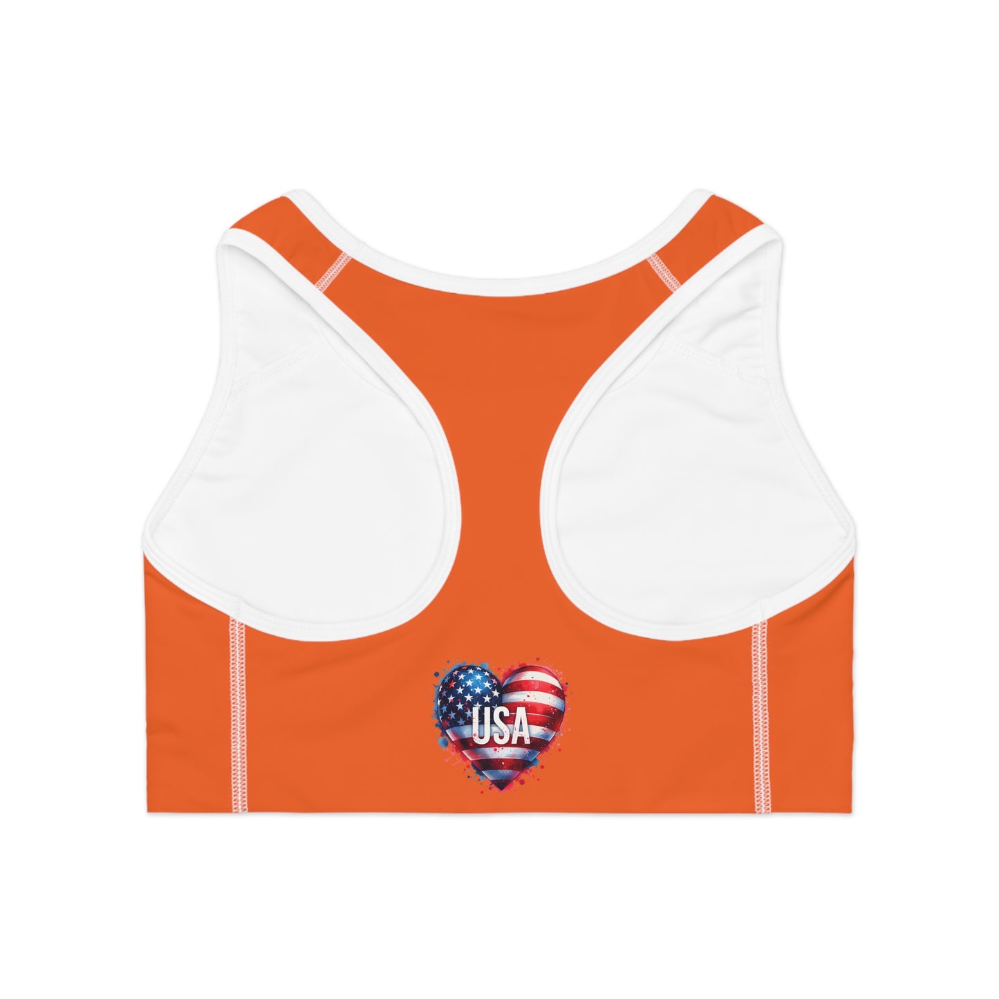 Princess Grace USA Heart Patriotic Sports Bra Perfect for Independence Day & Active Wear Lovers