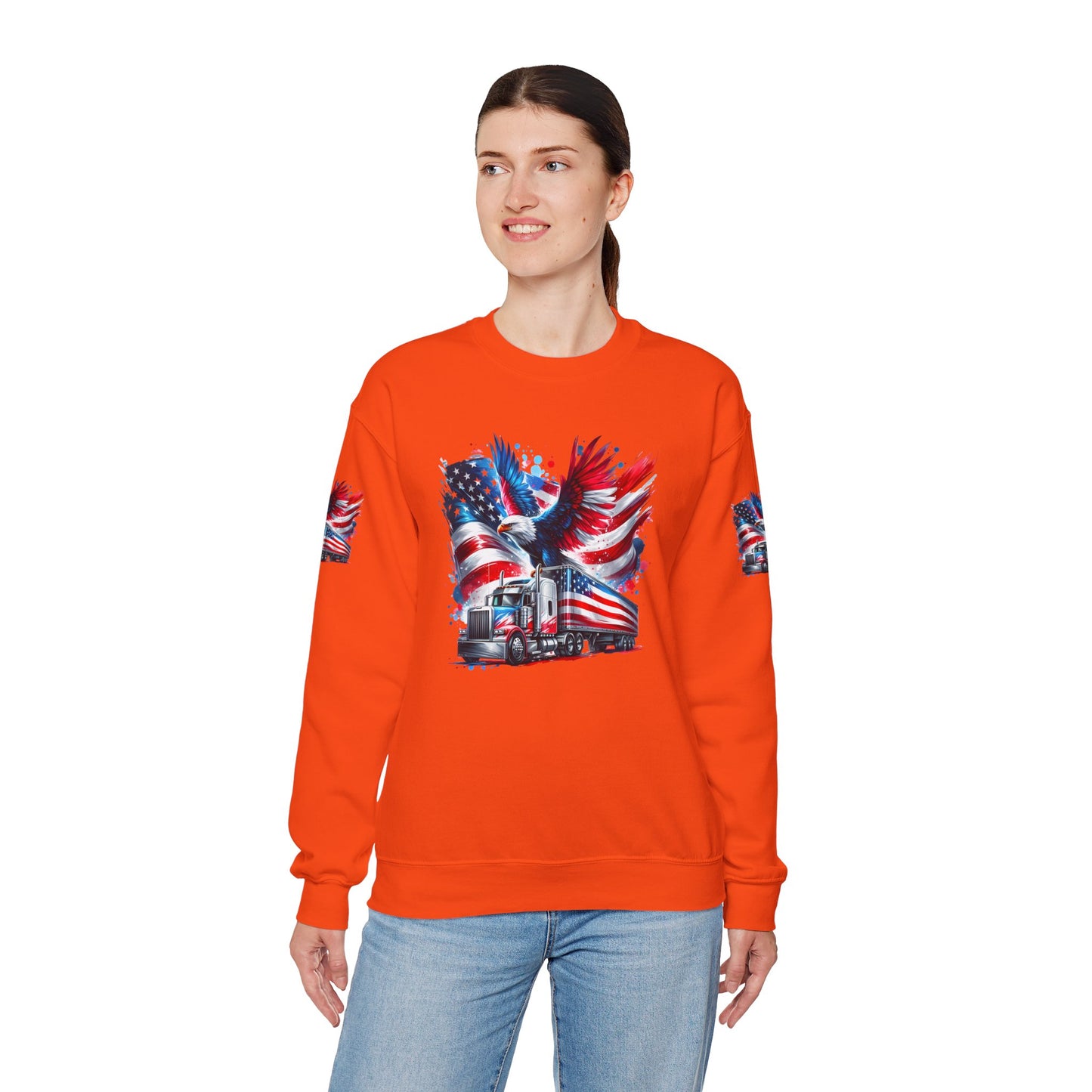 Princess Grace Patriotic Eagle Sweatshirt Unisex Heavy Blend Crewneck for Independence Day Veteran's Day & Everyday Comfort