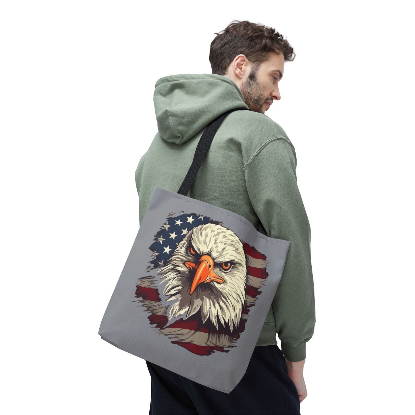 Princess Grace Patriotic Eagle Tote Bag USA Flag Design Eco Friendly Shopping Bag
